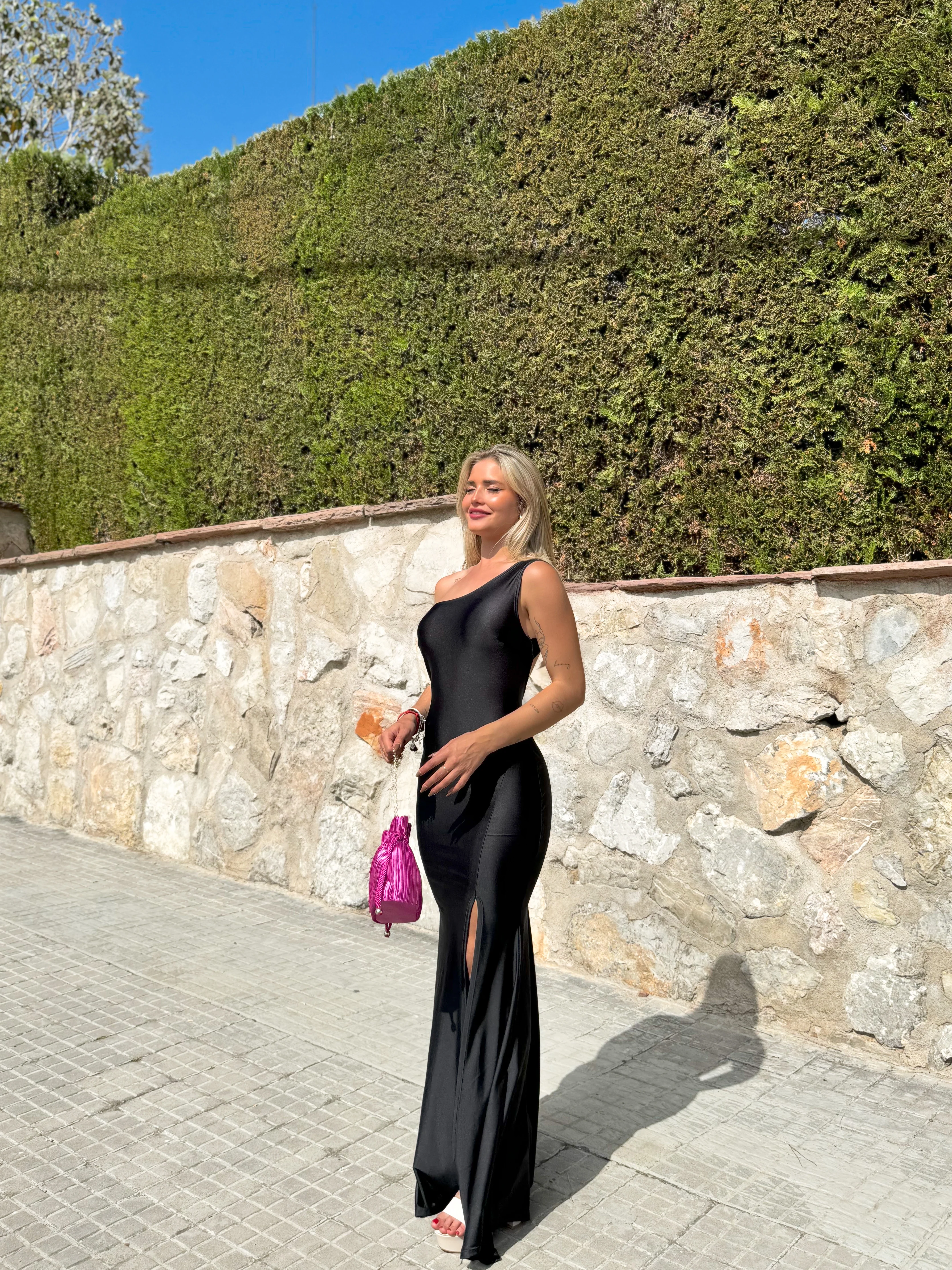 Vestido asim espalda nudo negro - Image 3