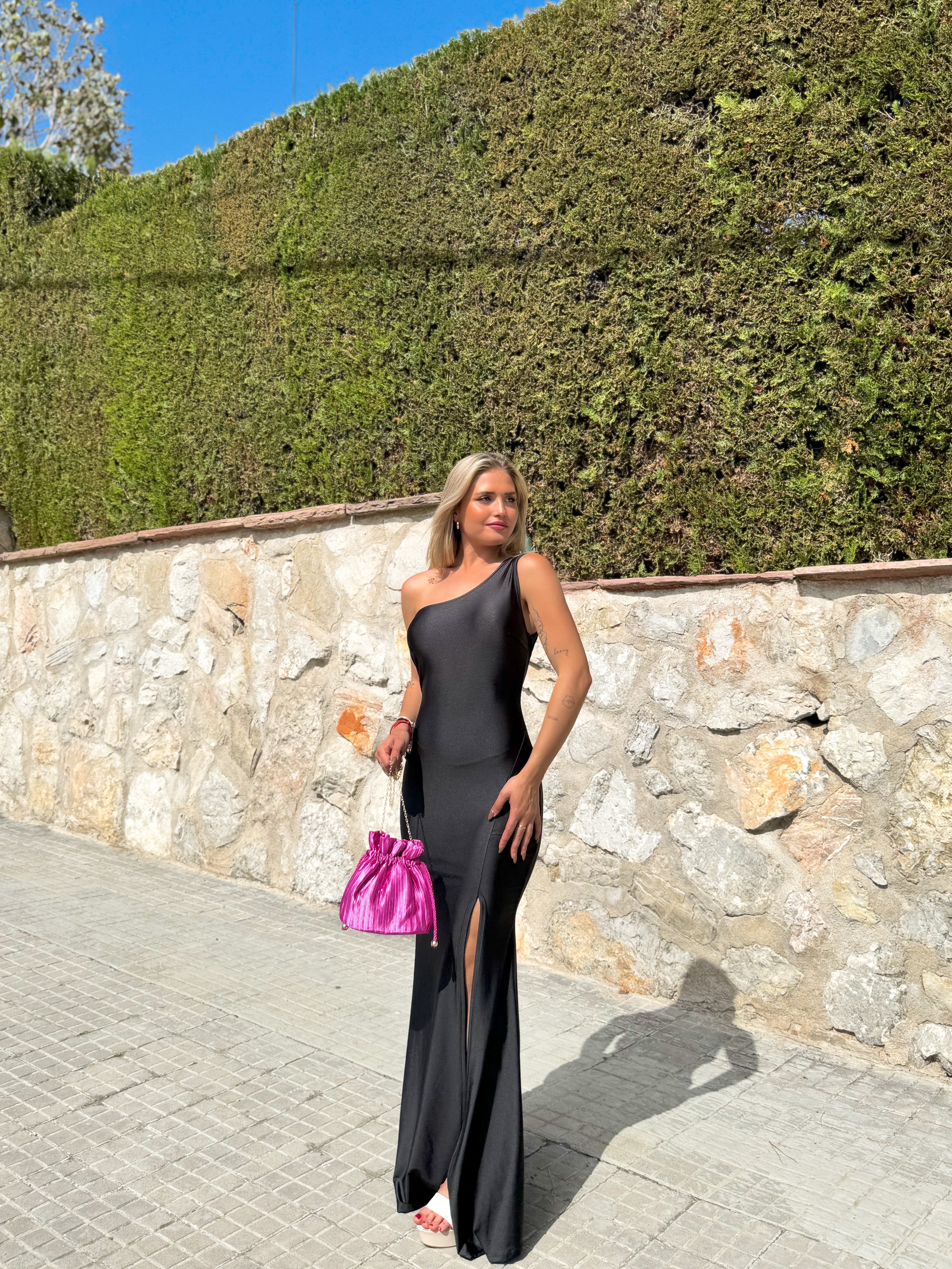 Vestido asim espalda nudo negro - Image 4