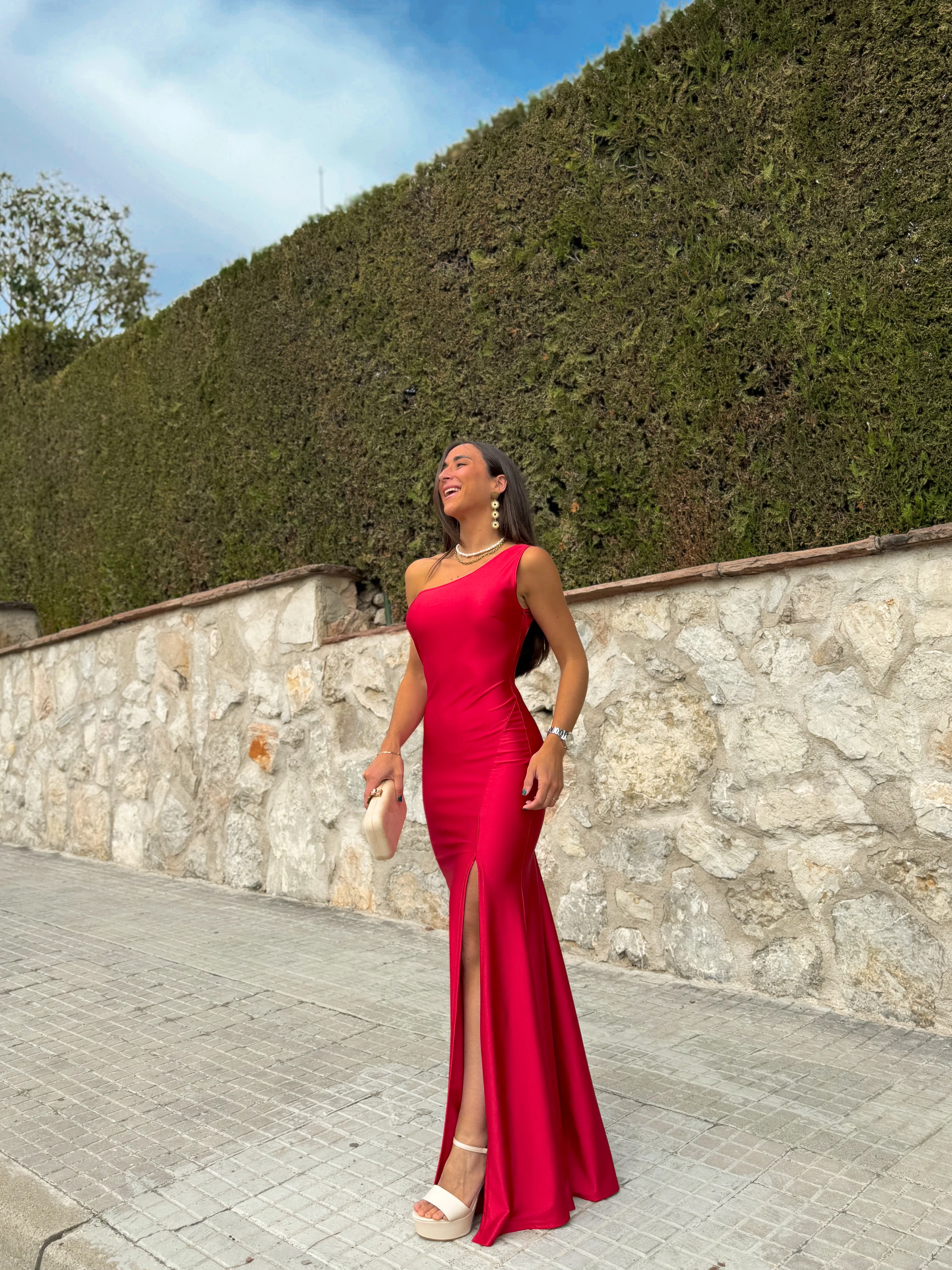 Vestido asim espalda nudo rojo - Image 4