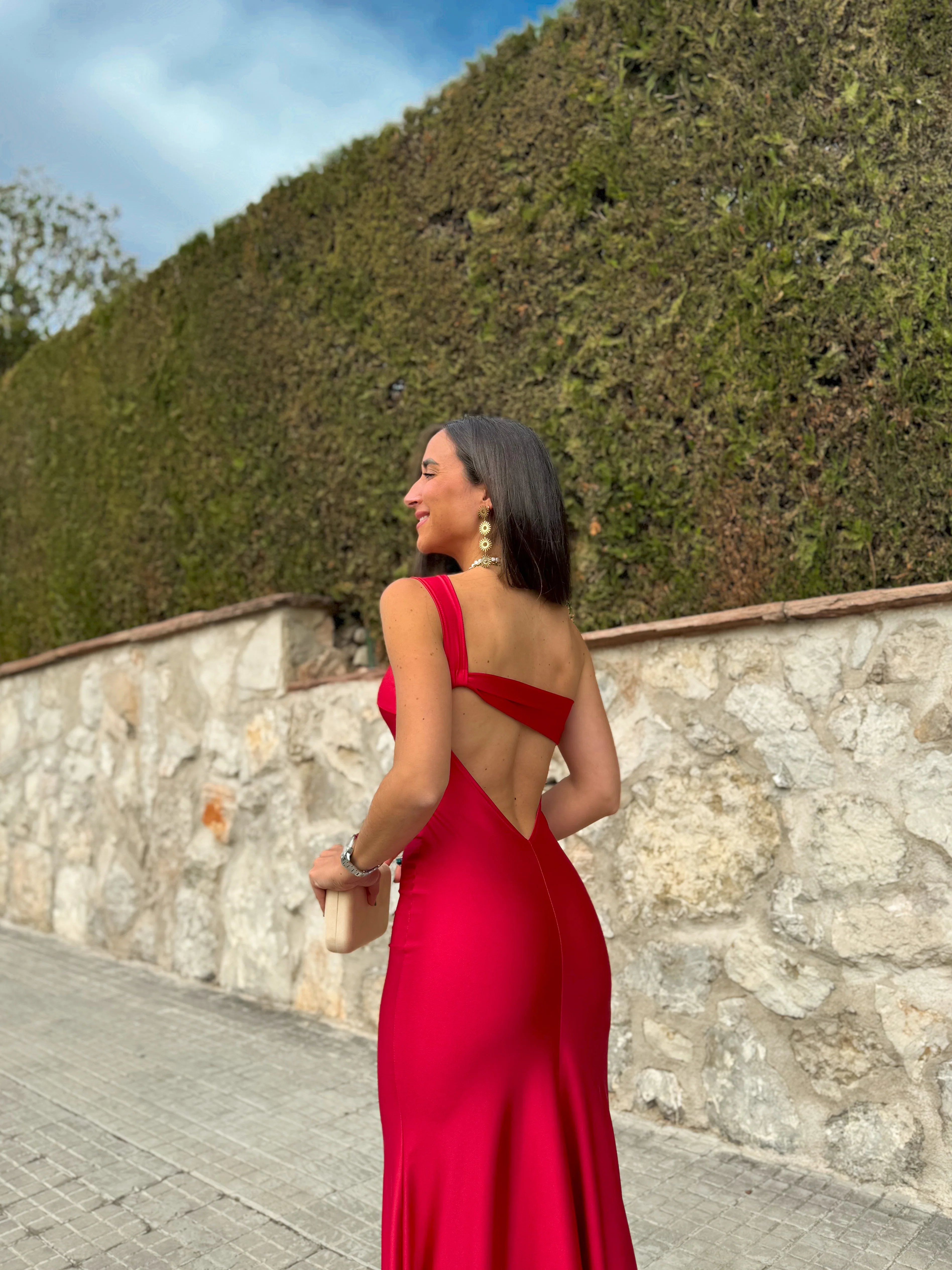 Vestido asim espalda nudo rojo - Image 6