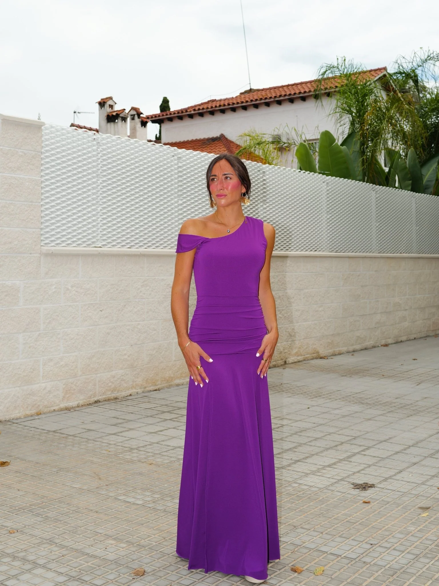 Vestido asim manga banda morado - Image 8