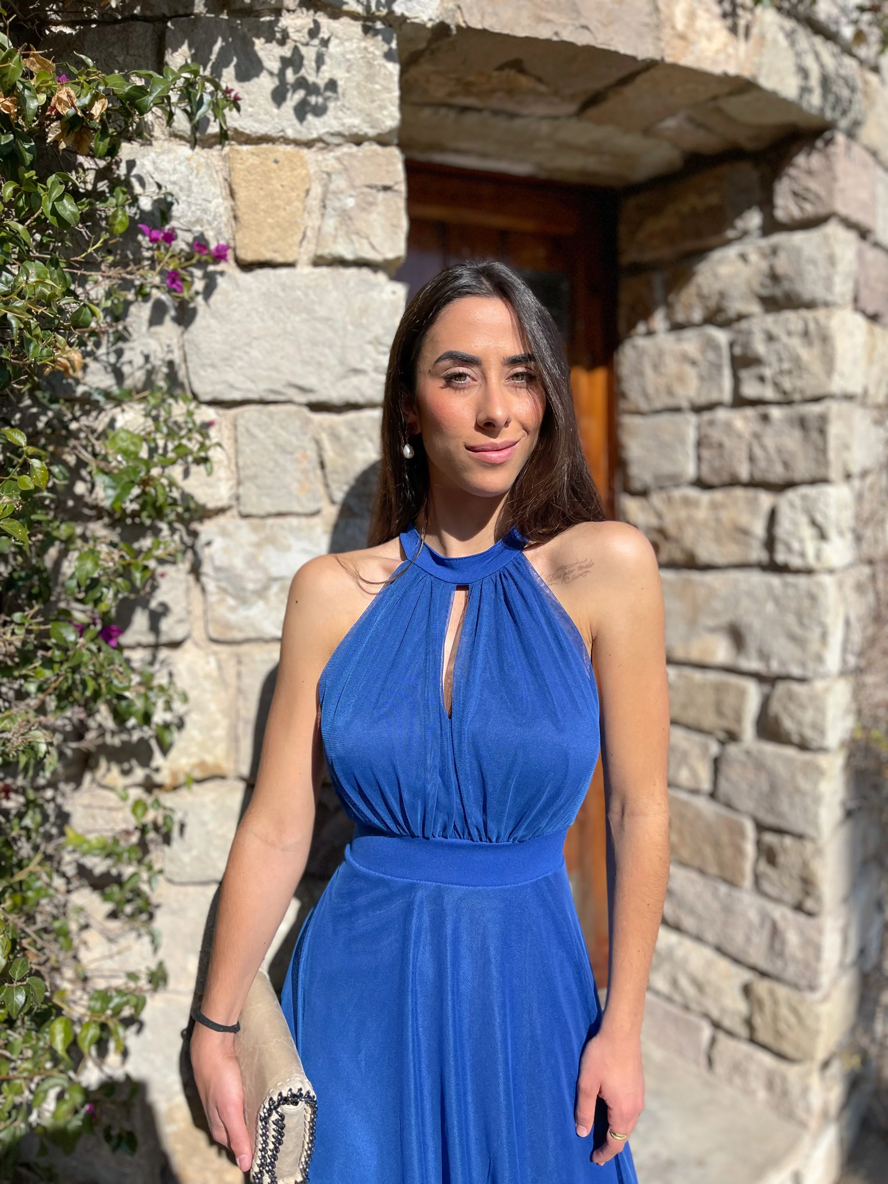 Vestido banda halter tulle azul - Image 2