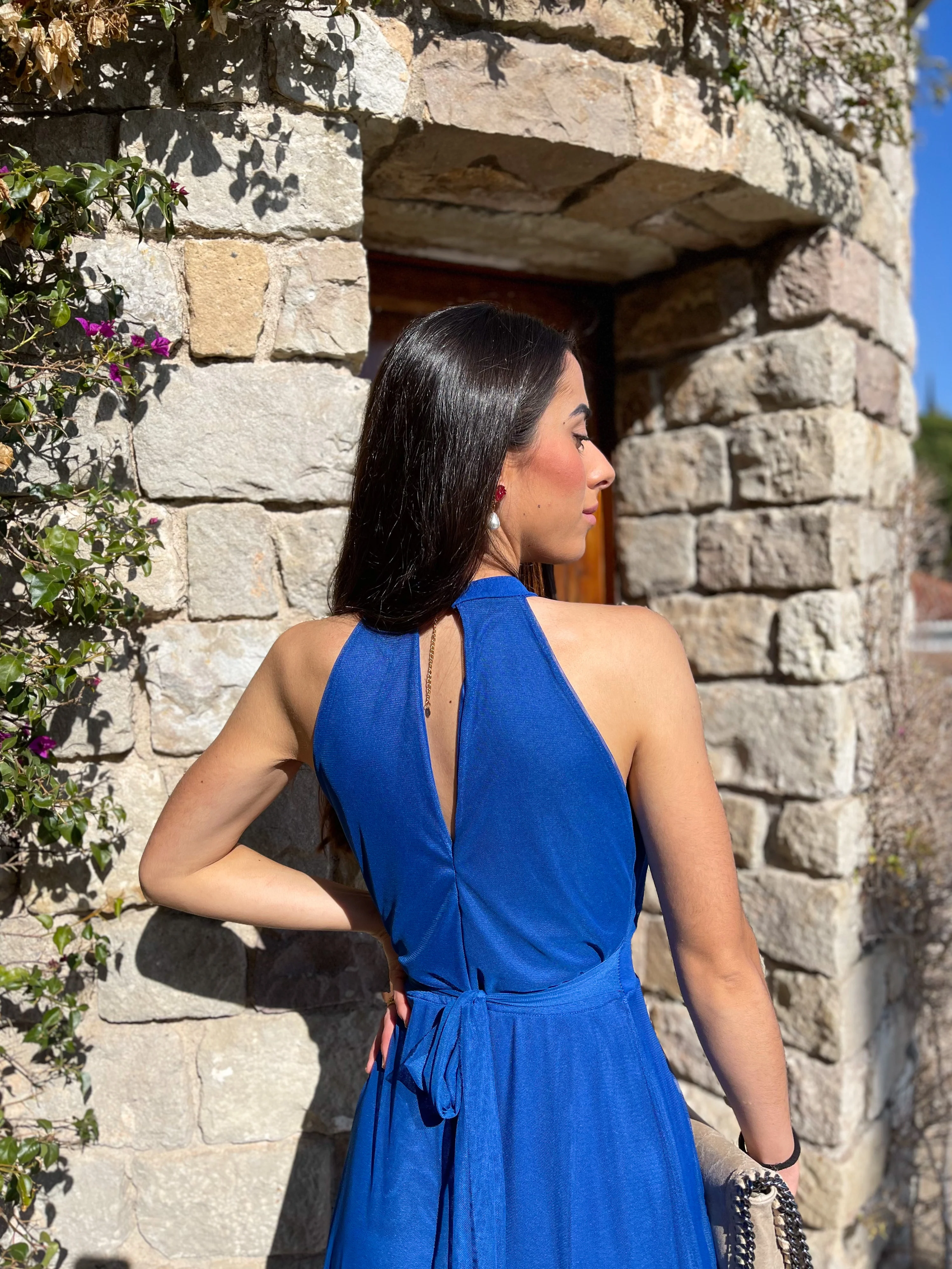 Vestido banda halter tulle azul - Image 6