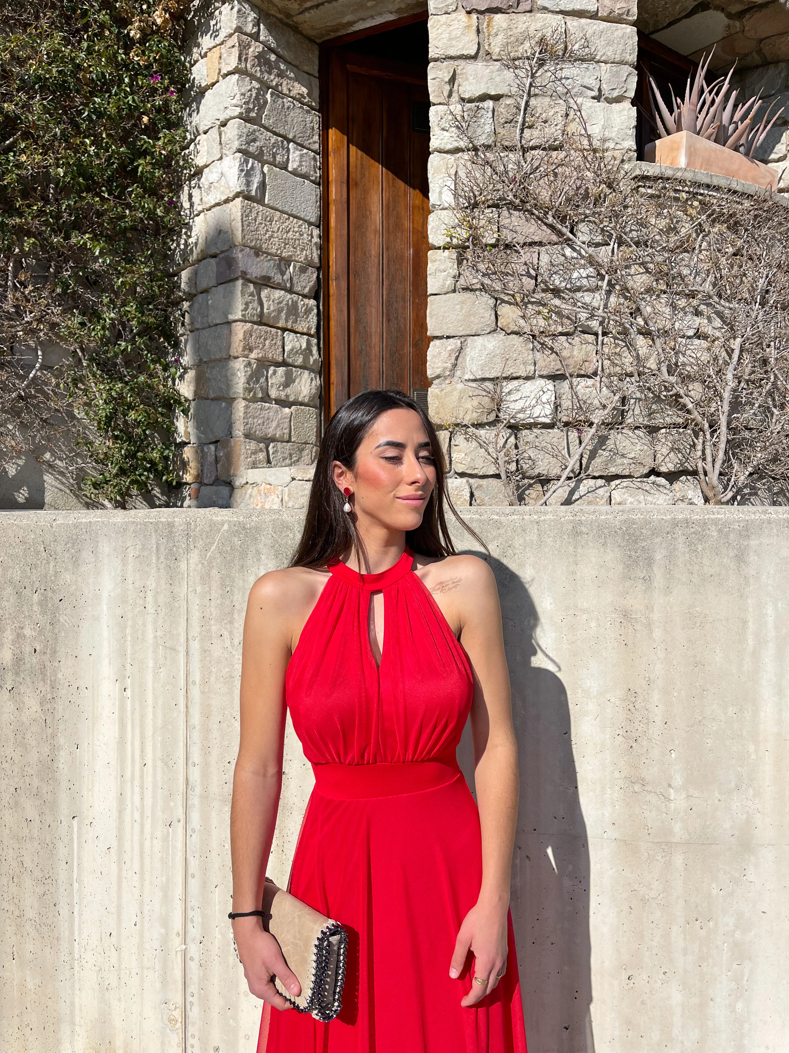 Vestido banda halter tulle rojo - Image 5