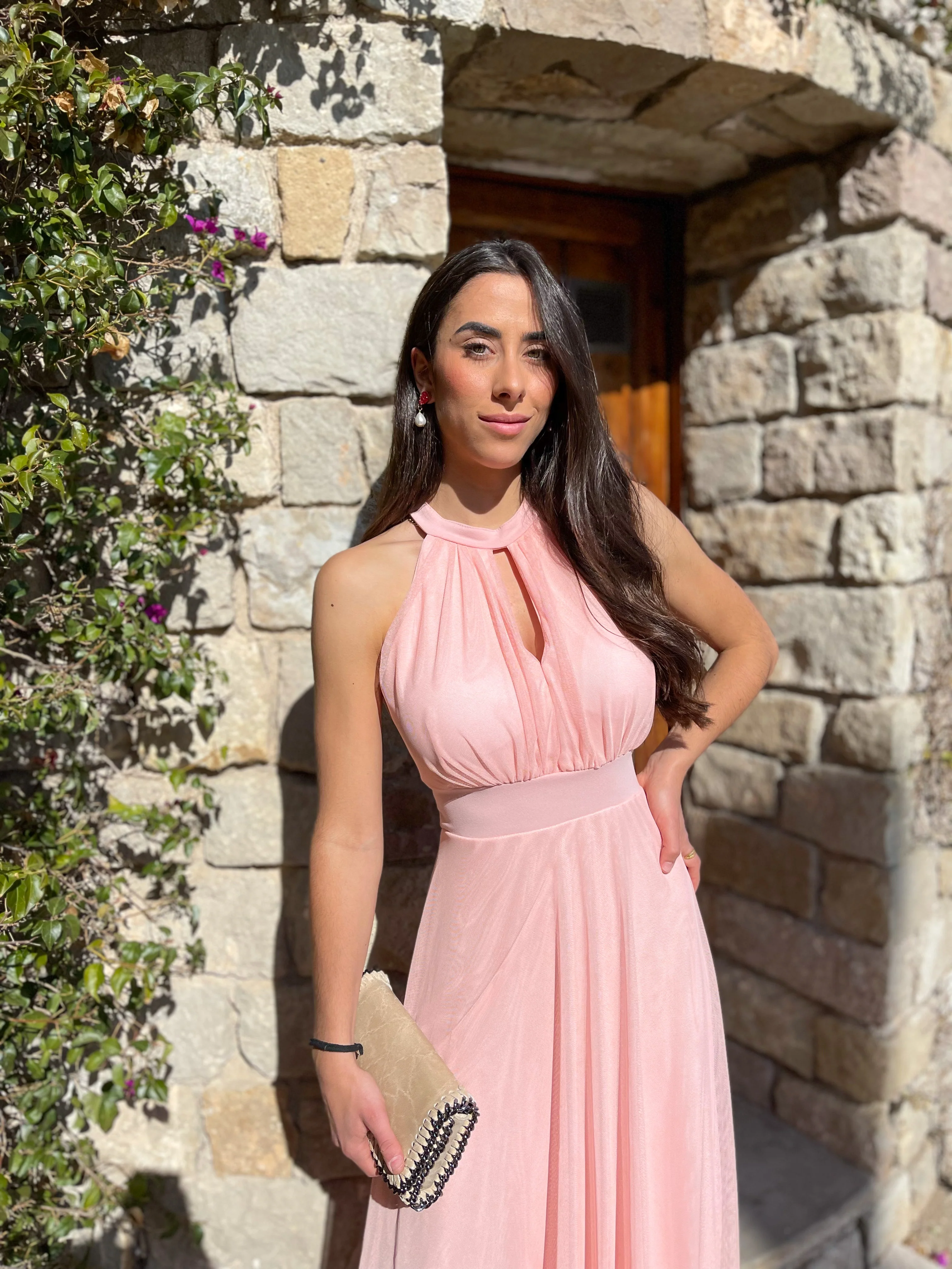 Vestido banda halter tulle rosa - Image 2