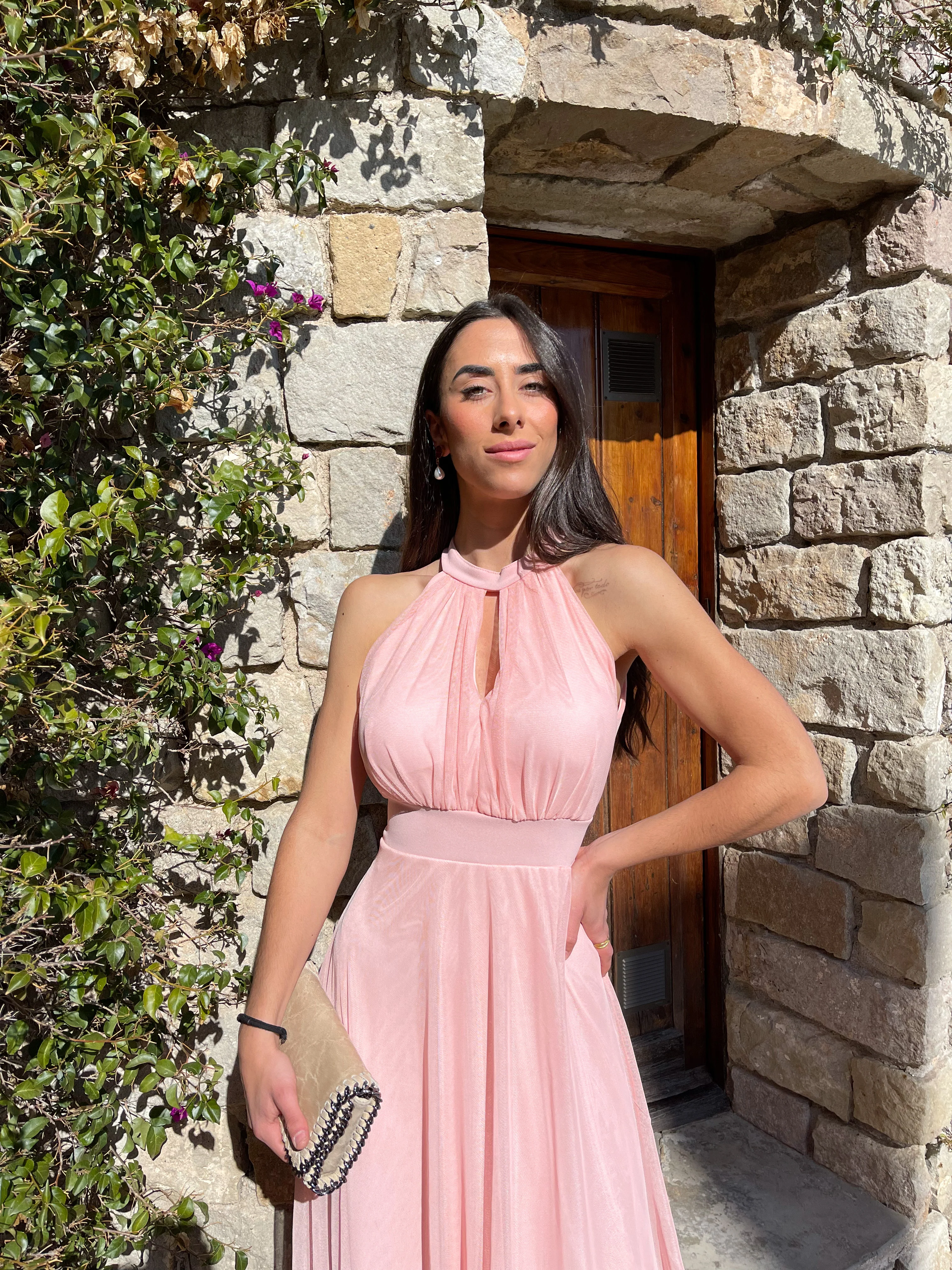 Vestido banda halter tulle rosa - Image 4