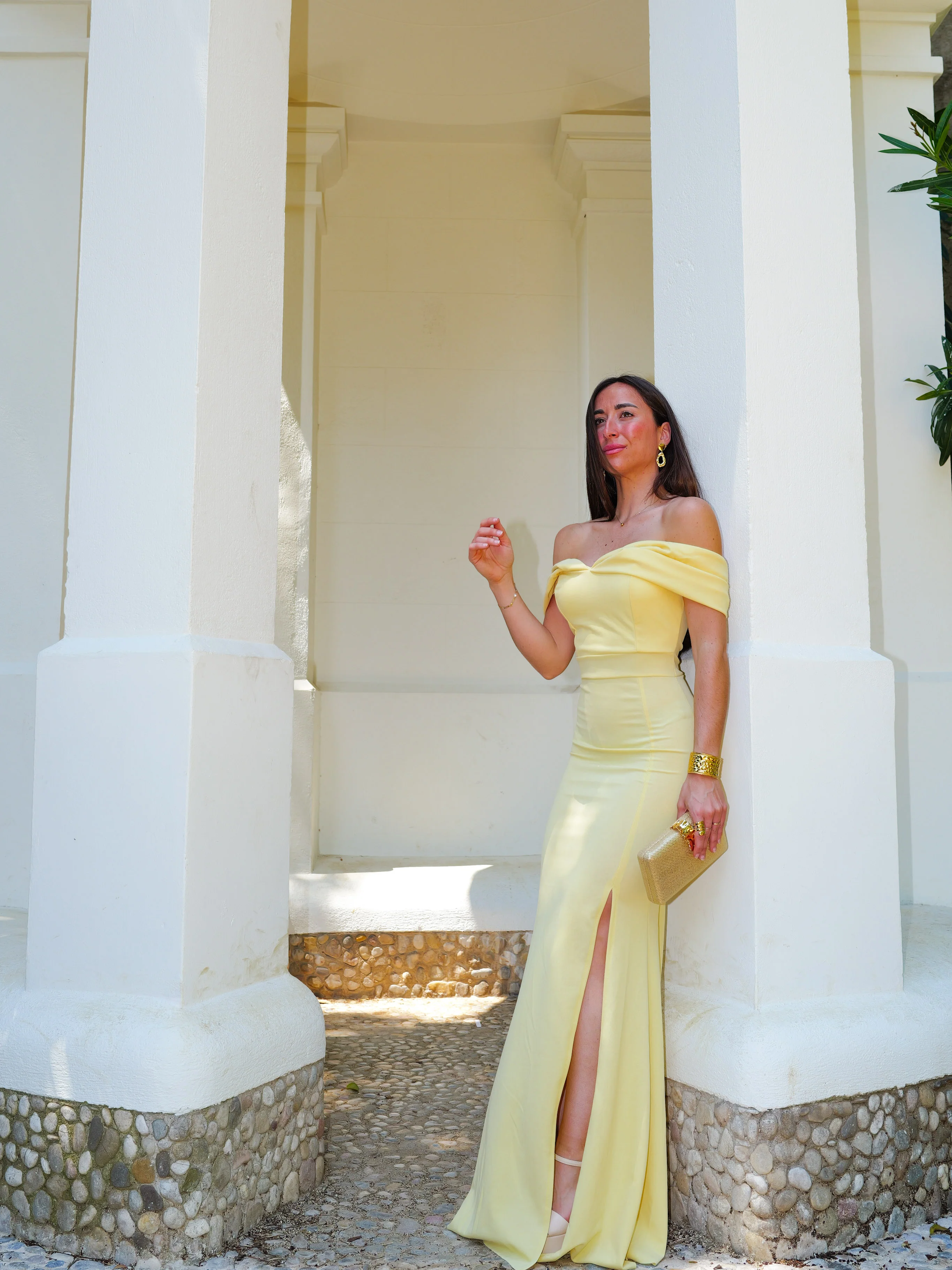 Vestido bardot efecto lazo amarillo - Image 5