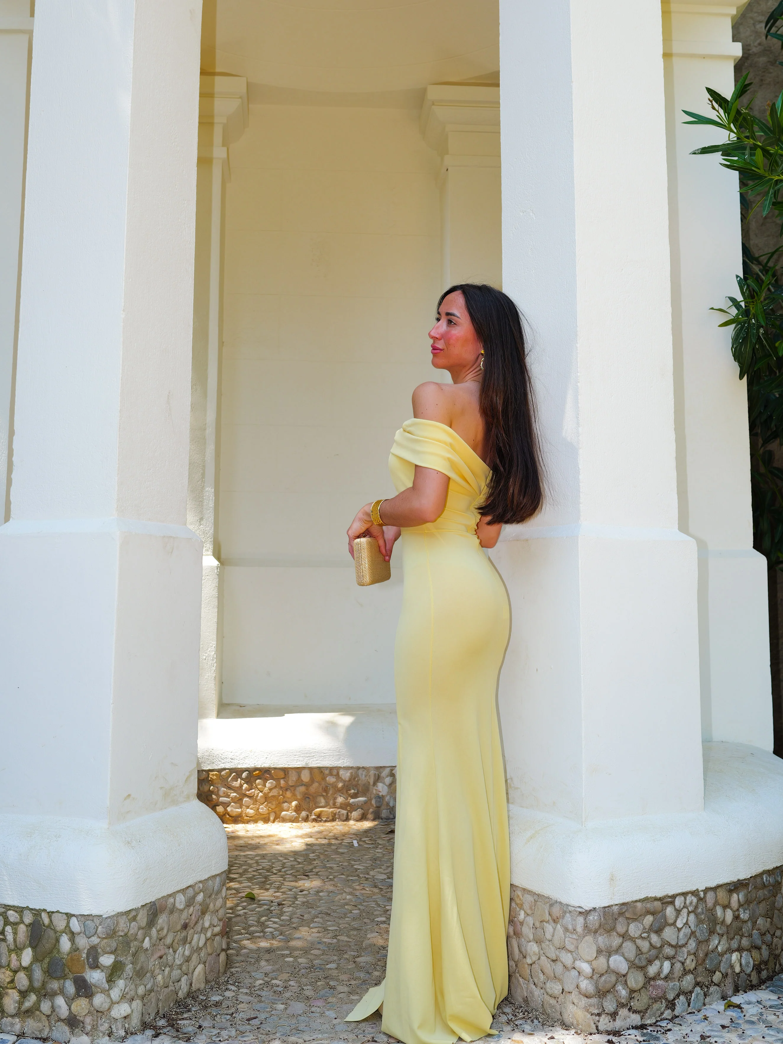 Vestido bardot efecto lazo amarillo - Image 6