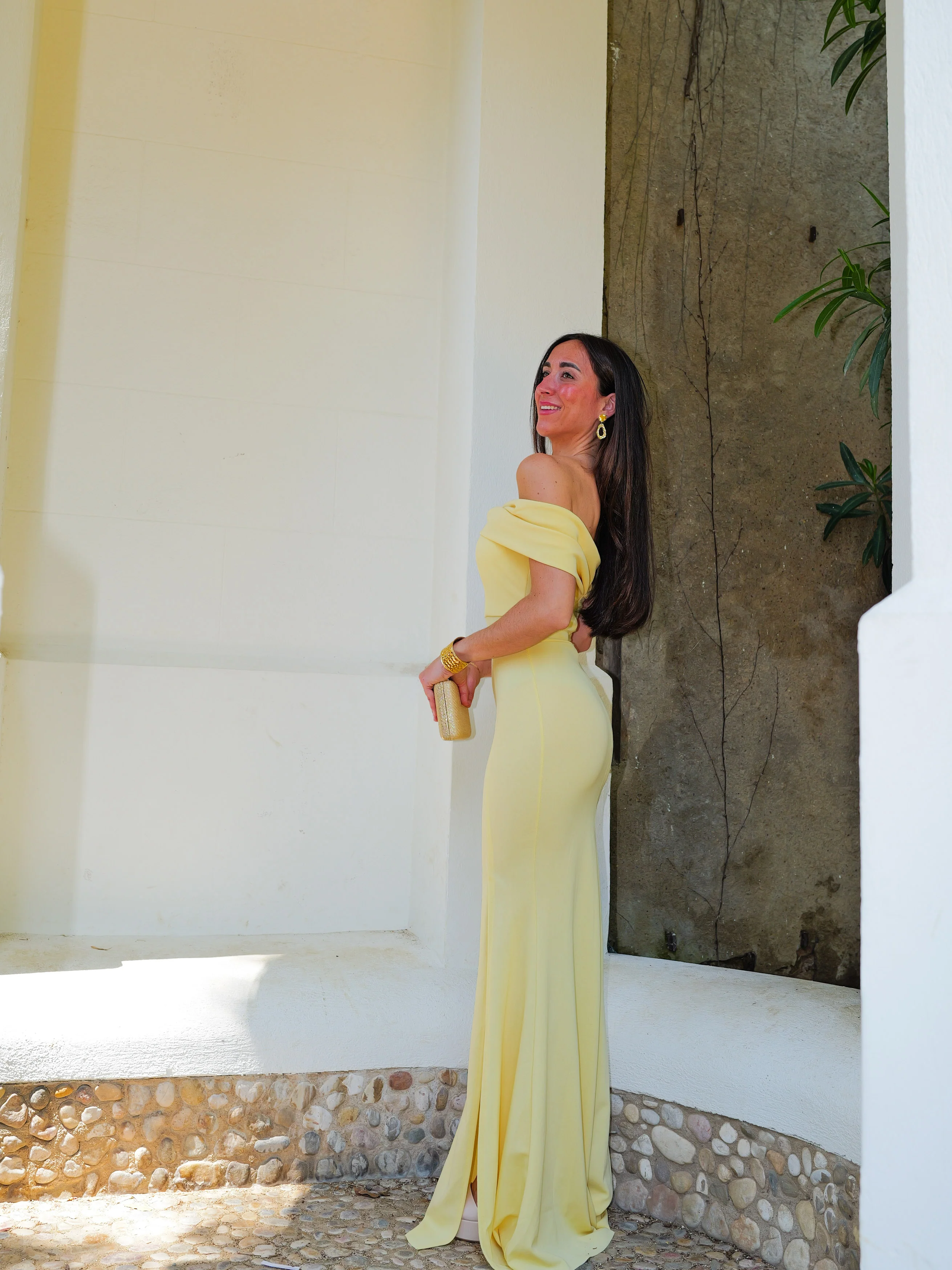 Vestido bardot efecto lazo amarillo - Image 8