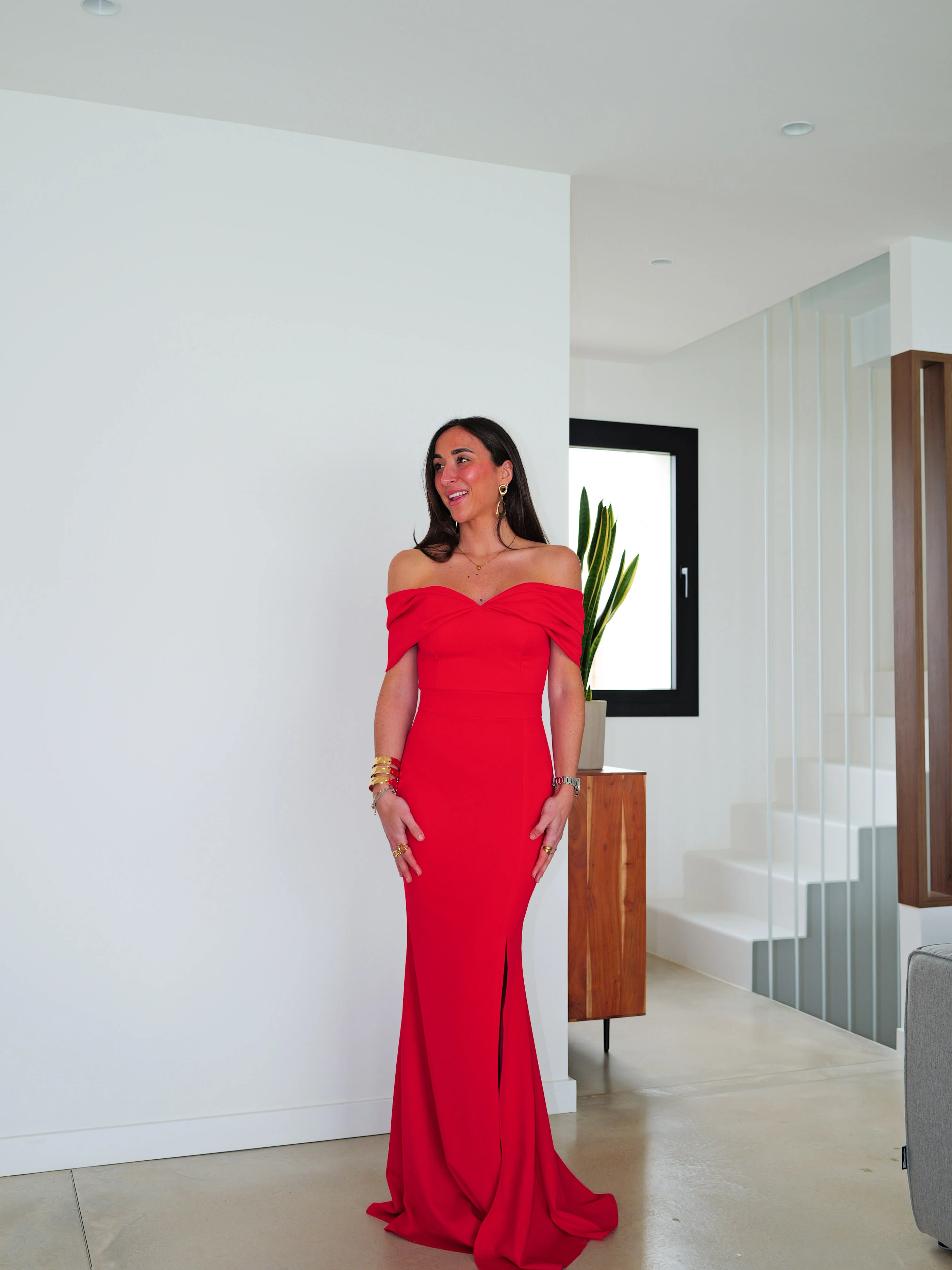 Vestido bardot efecto lazo rojo - Image 5