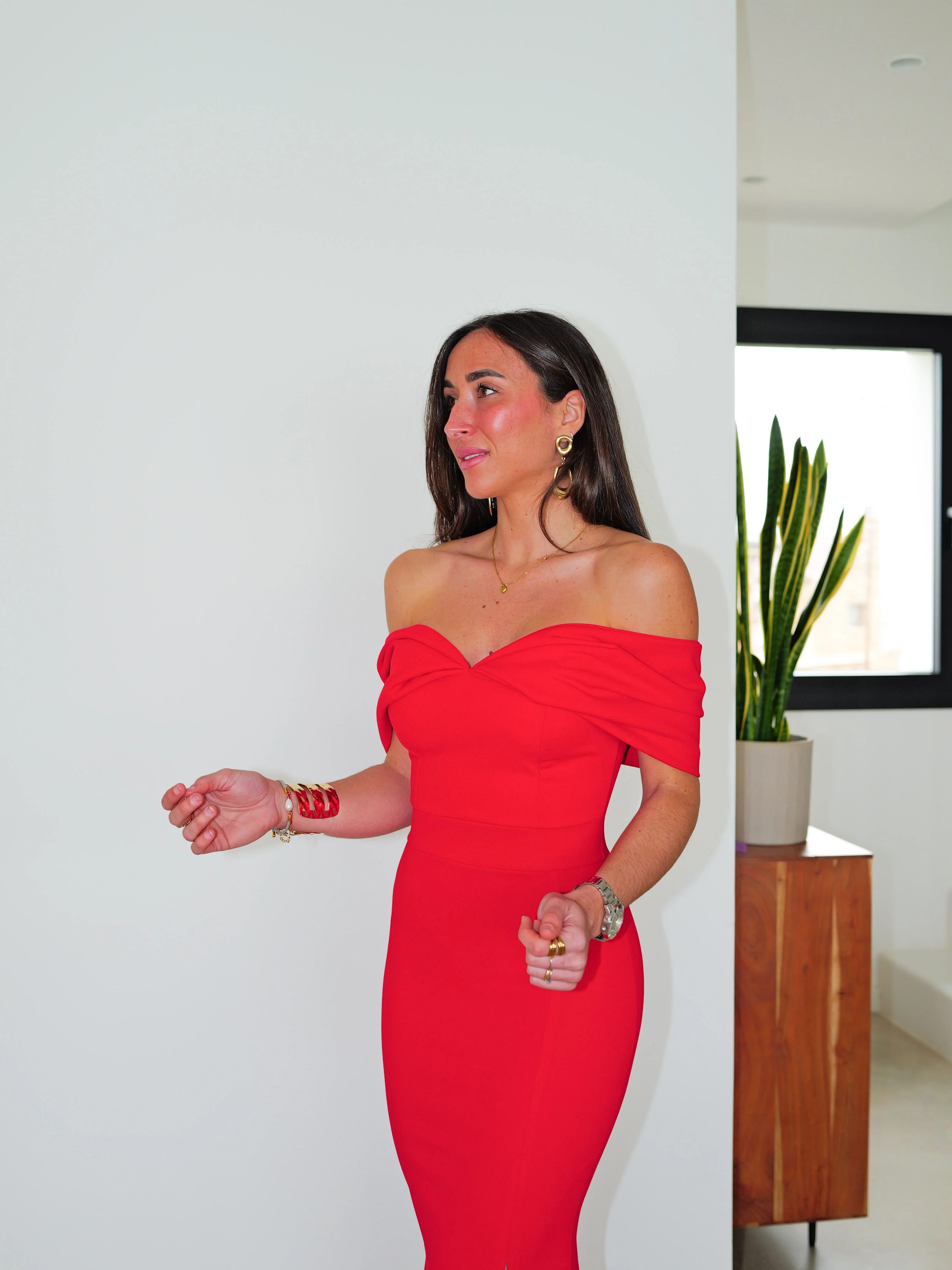 Vestido bardot efecto lazo rojo - Image 6