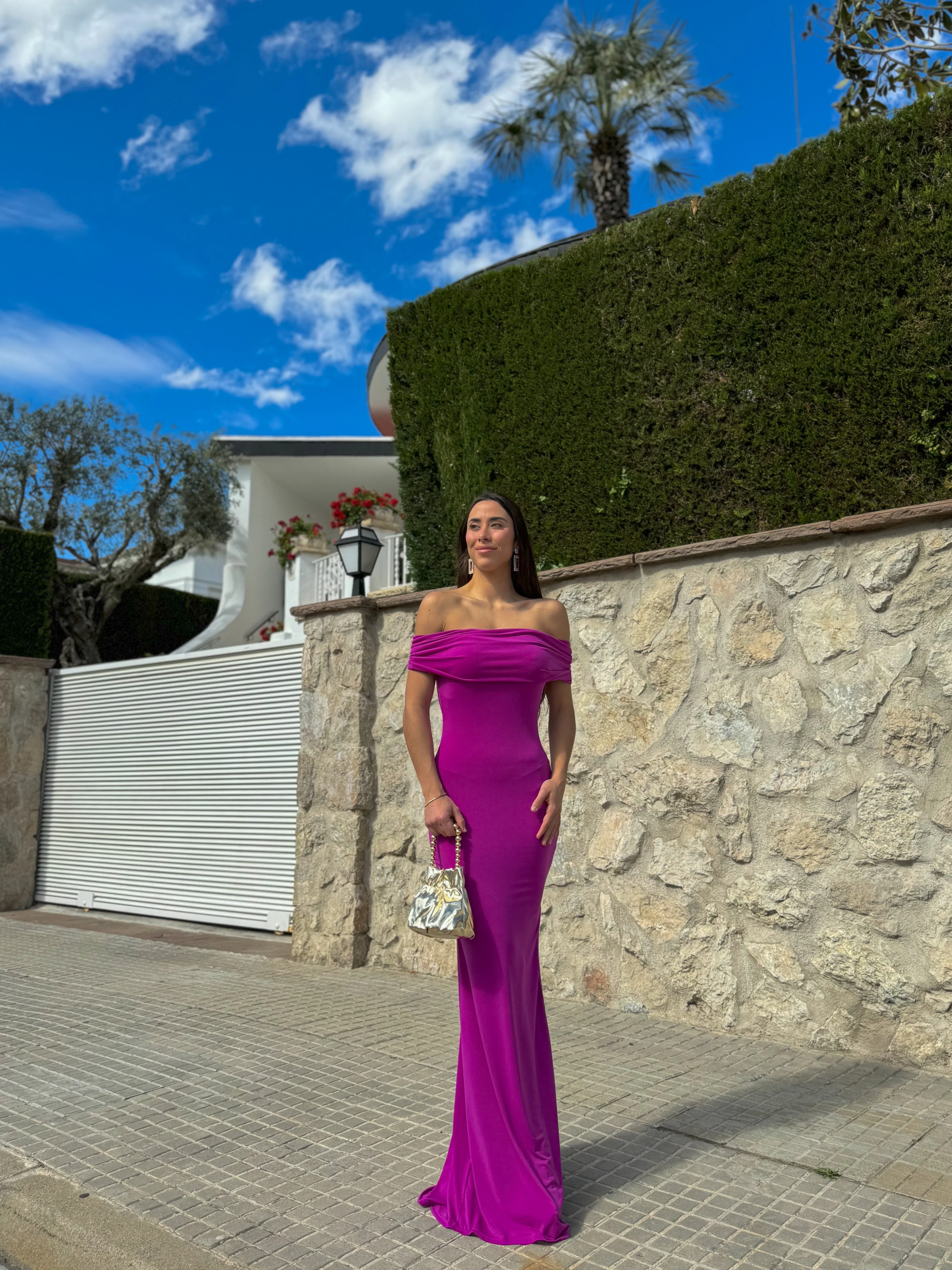 Vestido bardot espalda amarena - Image 4