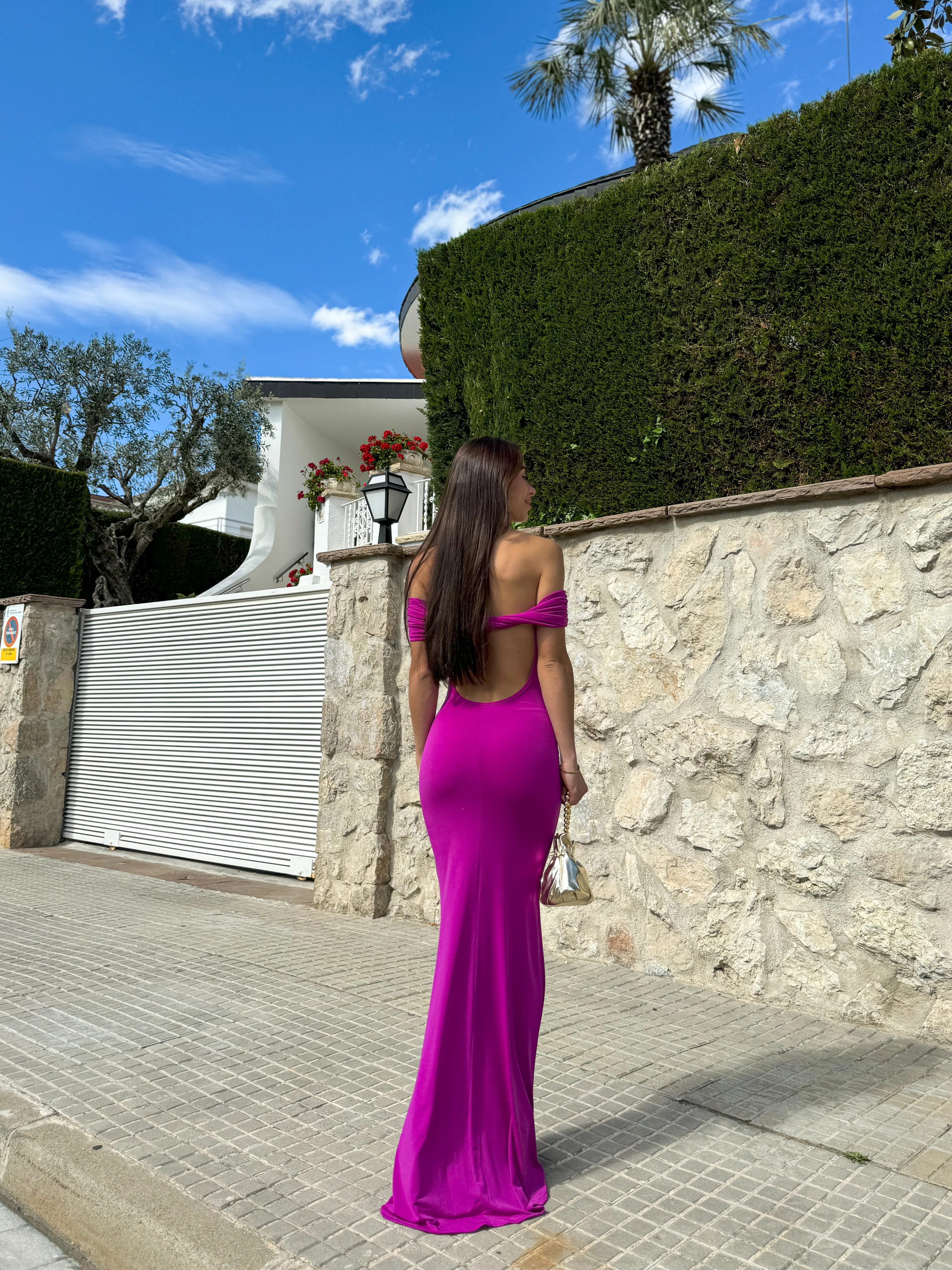 Vestido bardot espalda amarena - Image 6