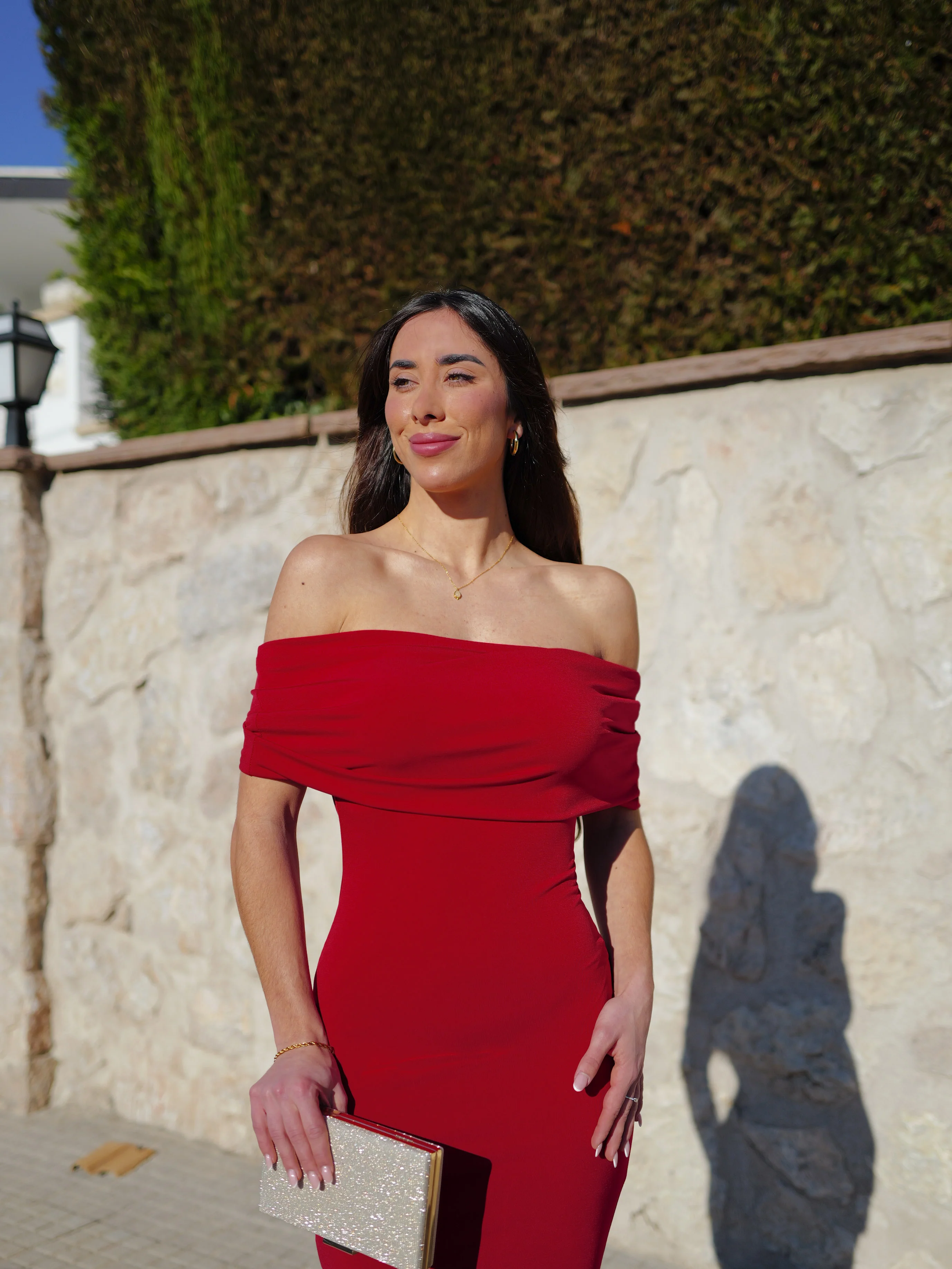Vestido bardot espalda burdeos - Image 6