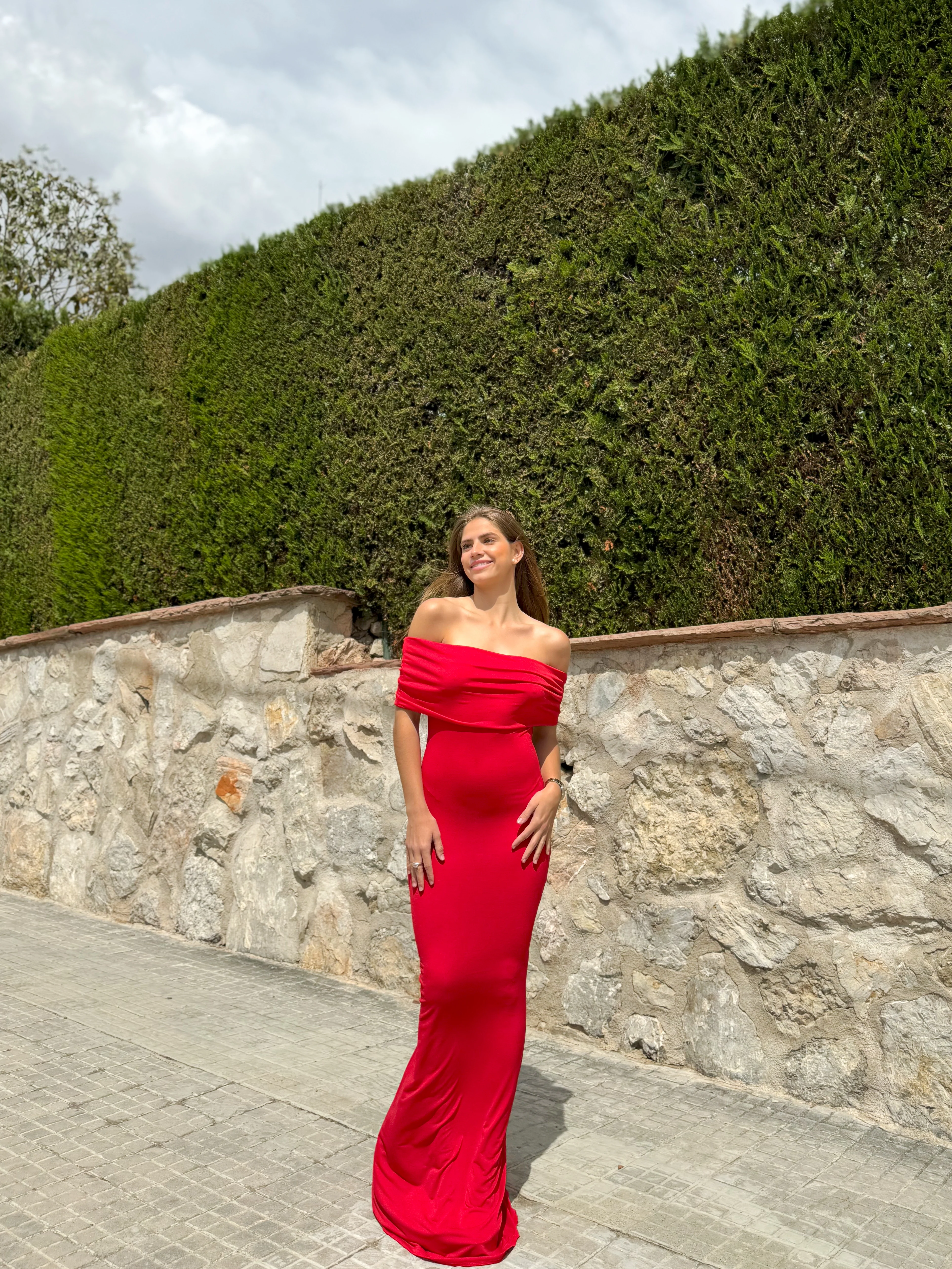 Vestido bardot espalda rojo - Image 2