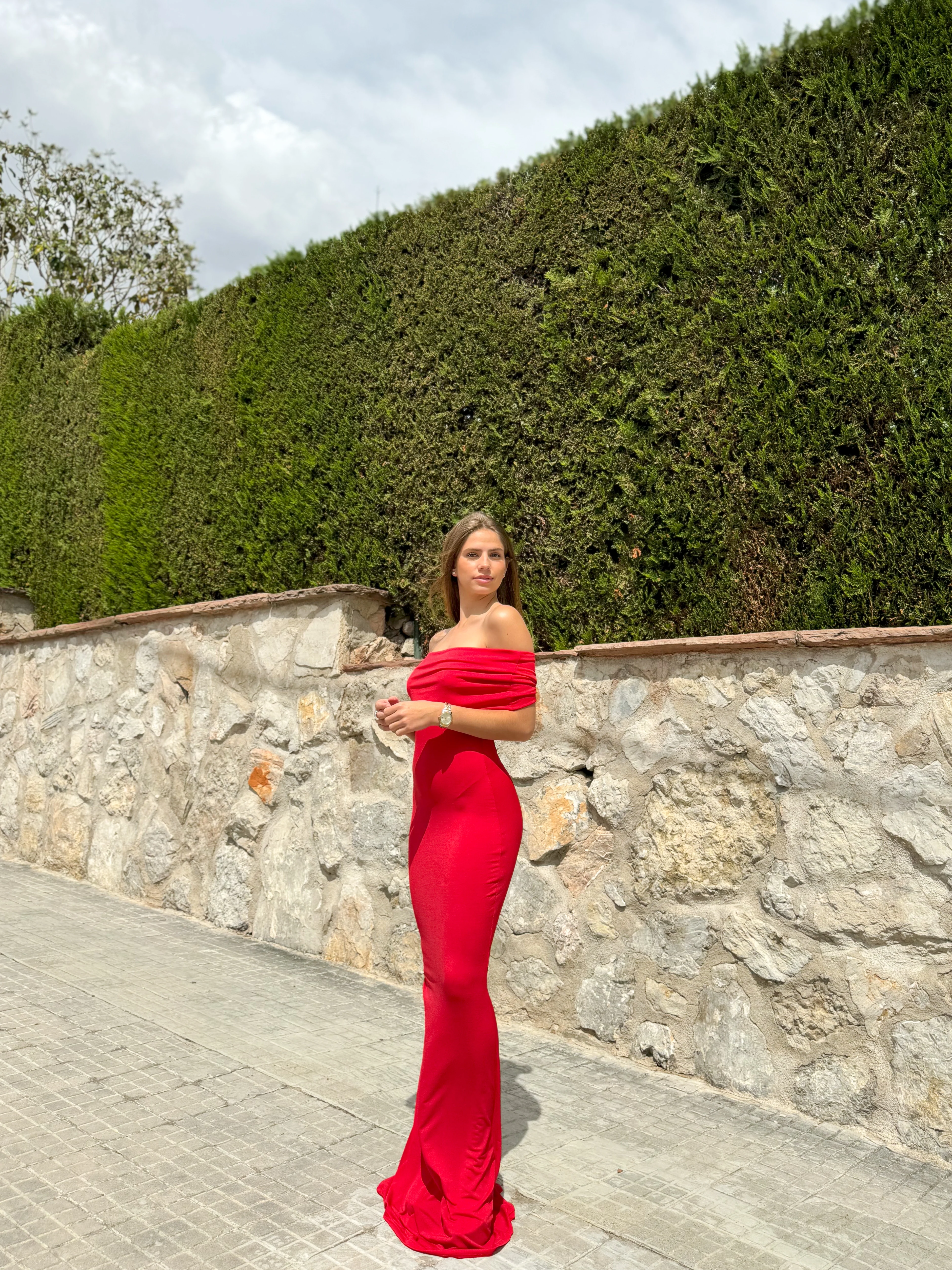 Vestido bardot espalda rojo - Image 3
