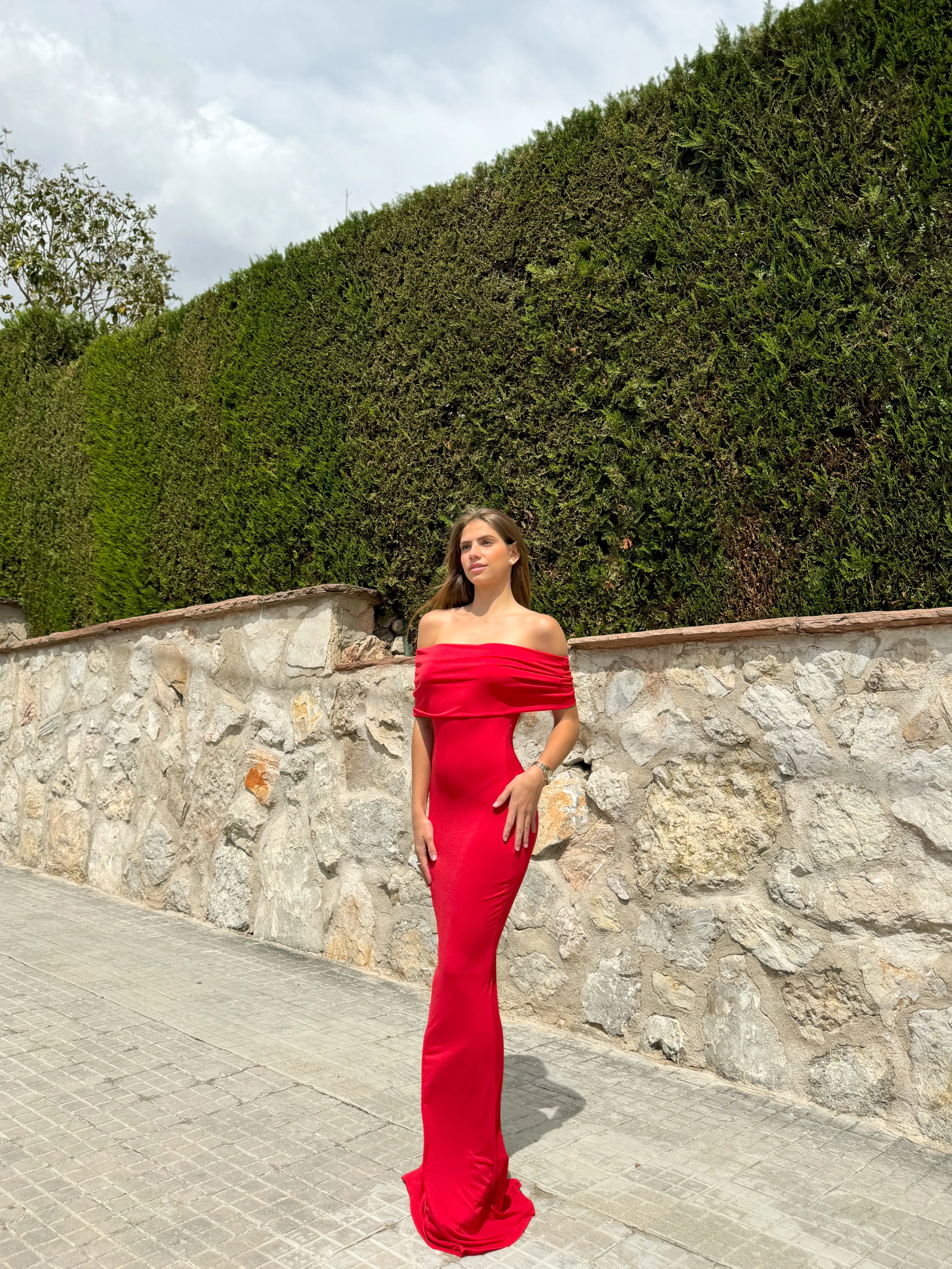 Vestido bardot espalda rojo - Image 4