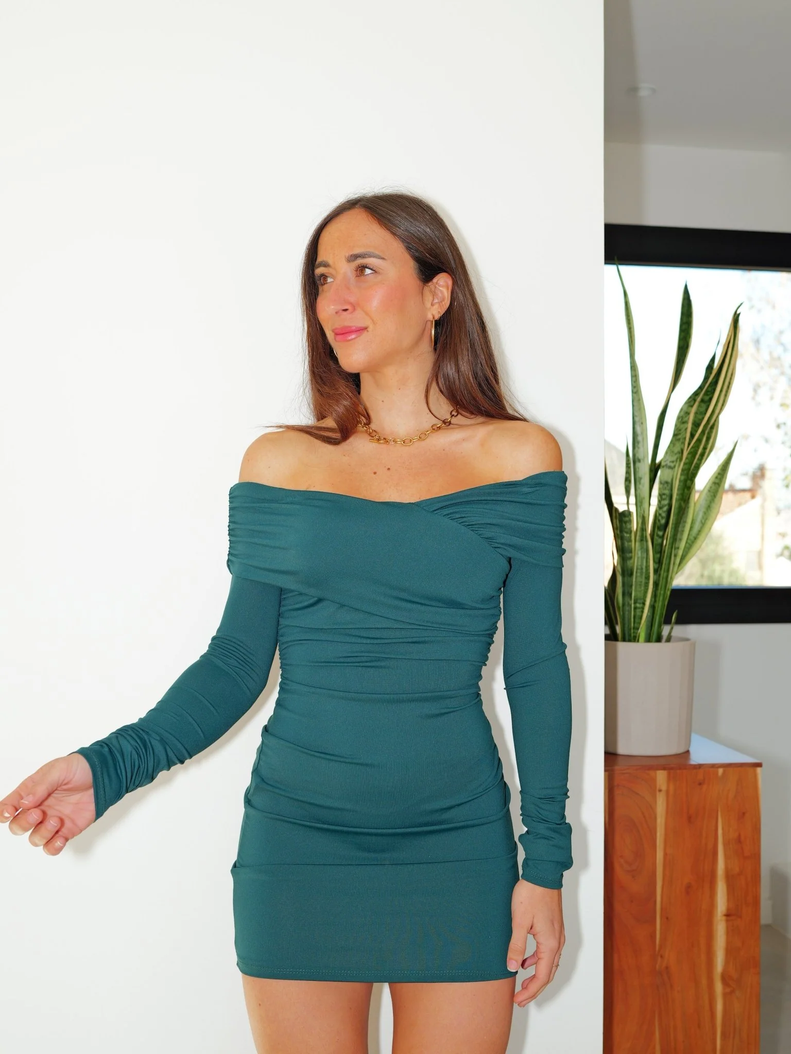 Vestido bardot pliegues botella - Image 5