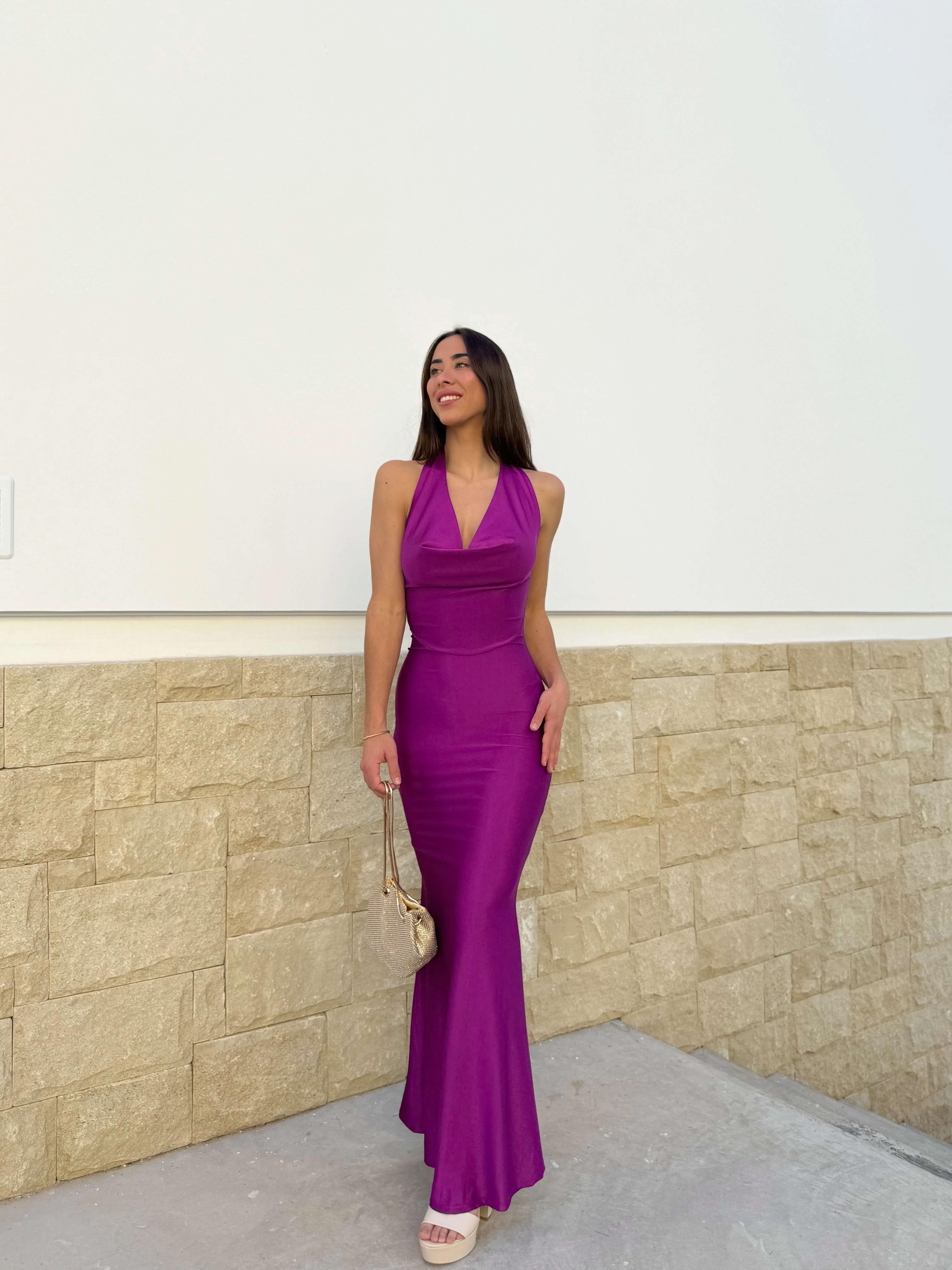 Vestido cascada largo amarena - Image 3