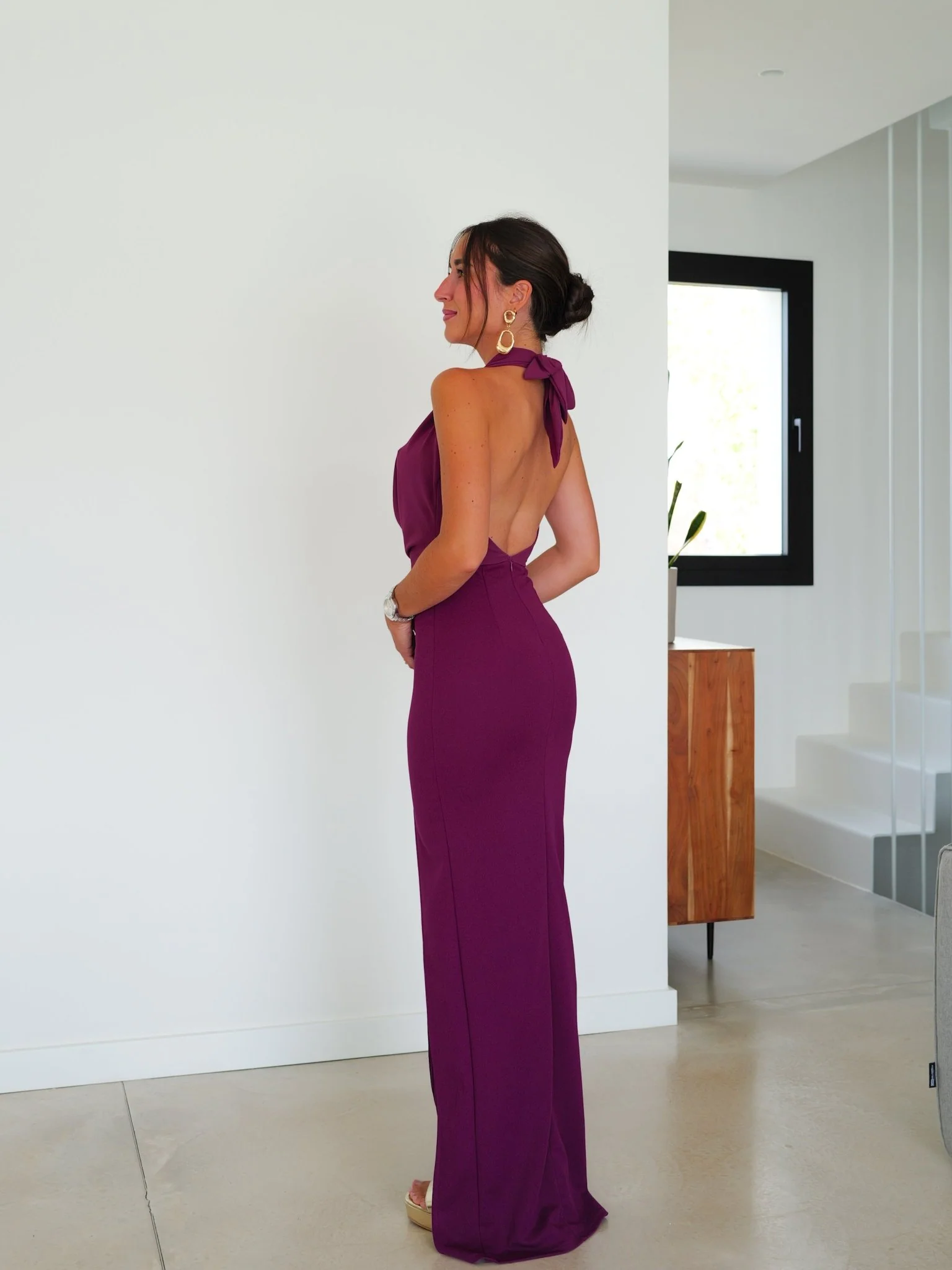 Vestido cascada tulle berenjena - Image 10