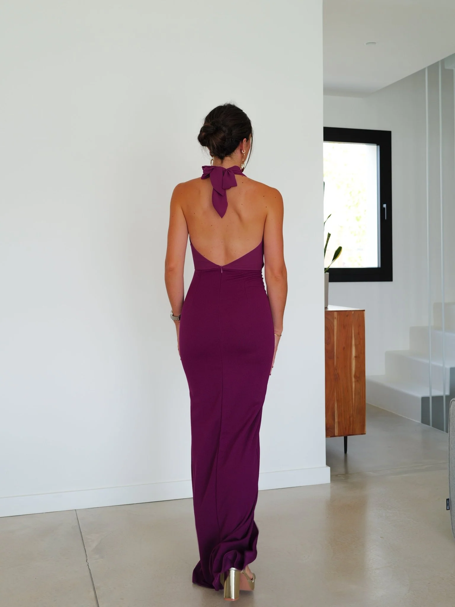 Vestido cascada tulle berenjena - Image 8