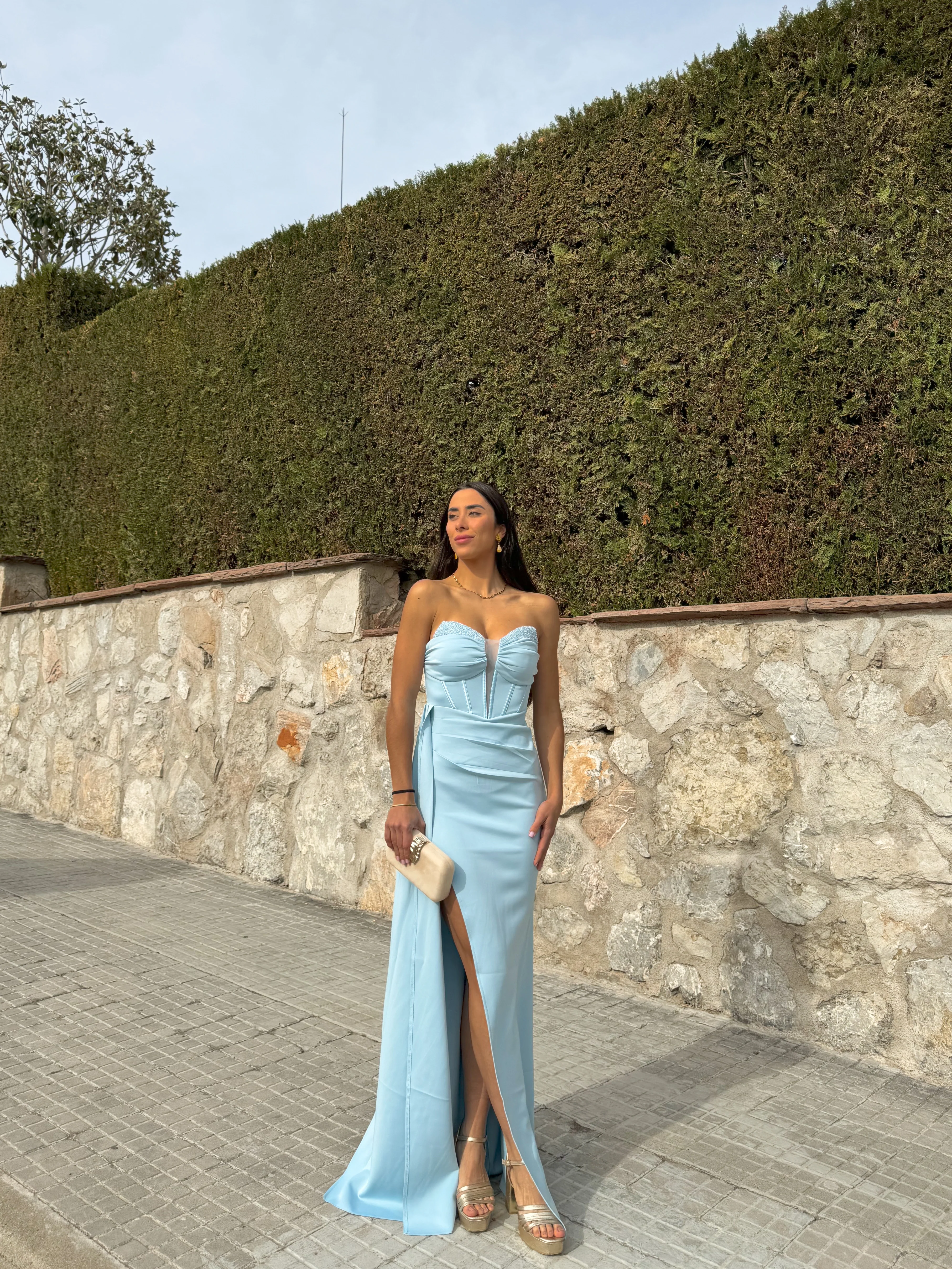 Vestido copas pedrería azul - Image 2