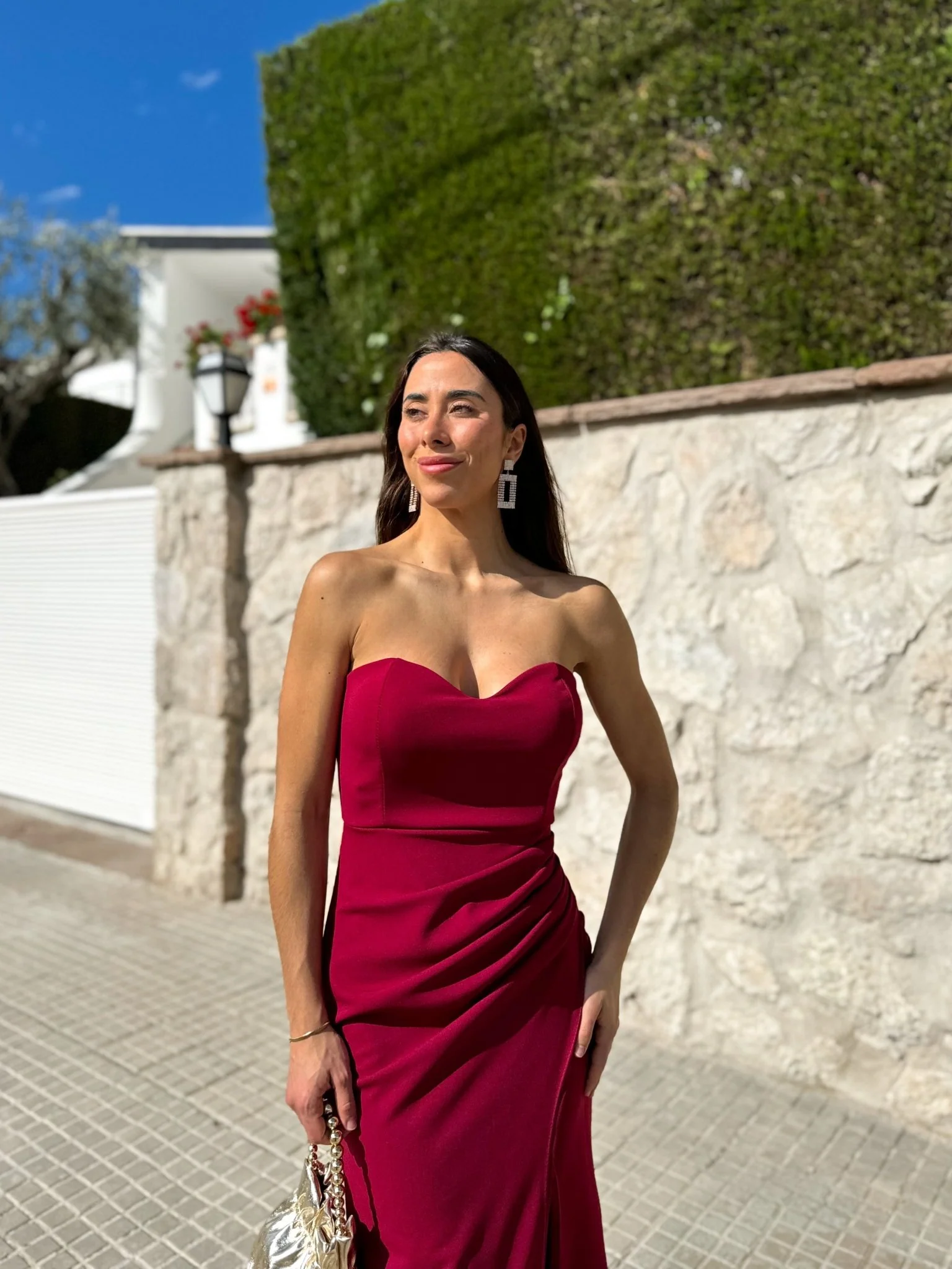 Vestido corazon ajustado burdeos - Image 2