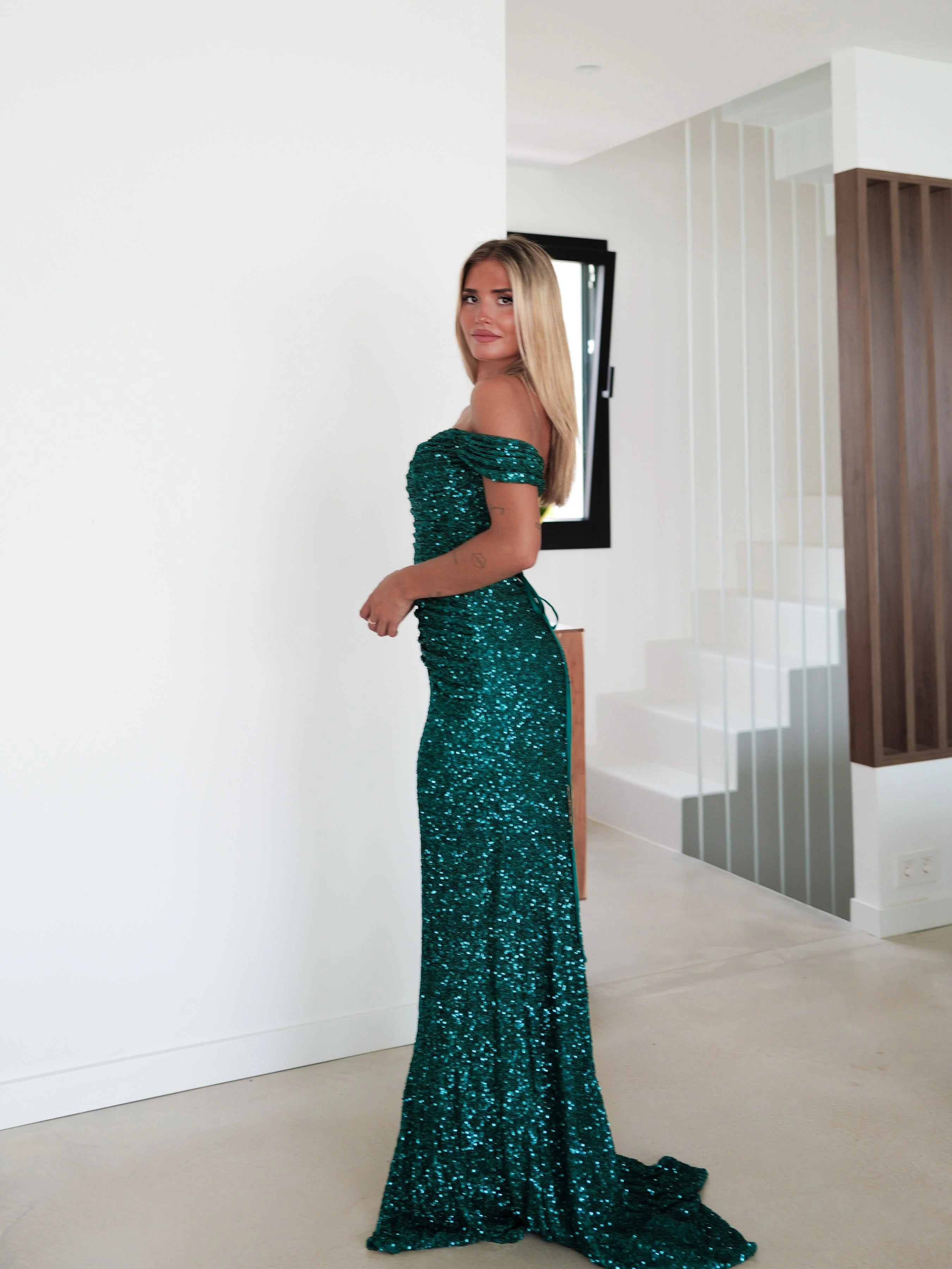 Vestido corse manguitos glitter botella - Image 6