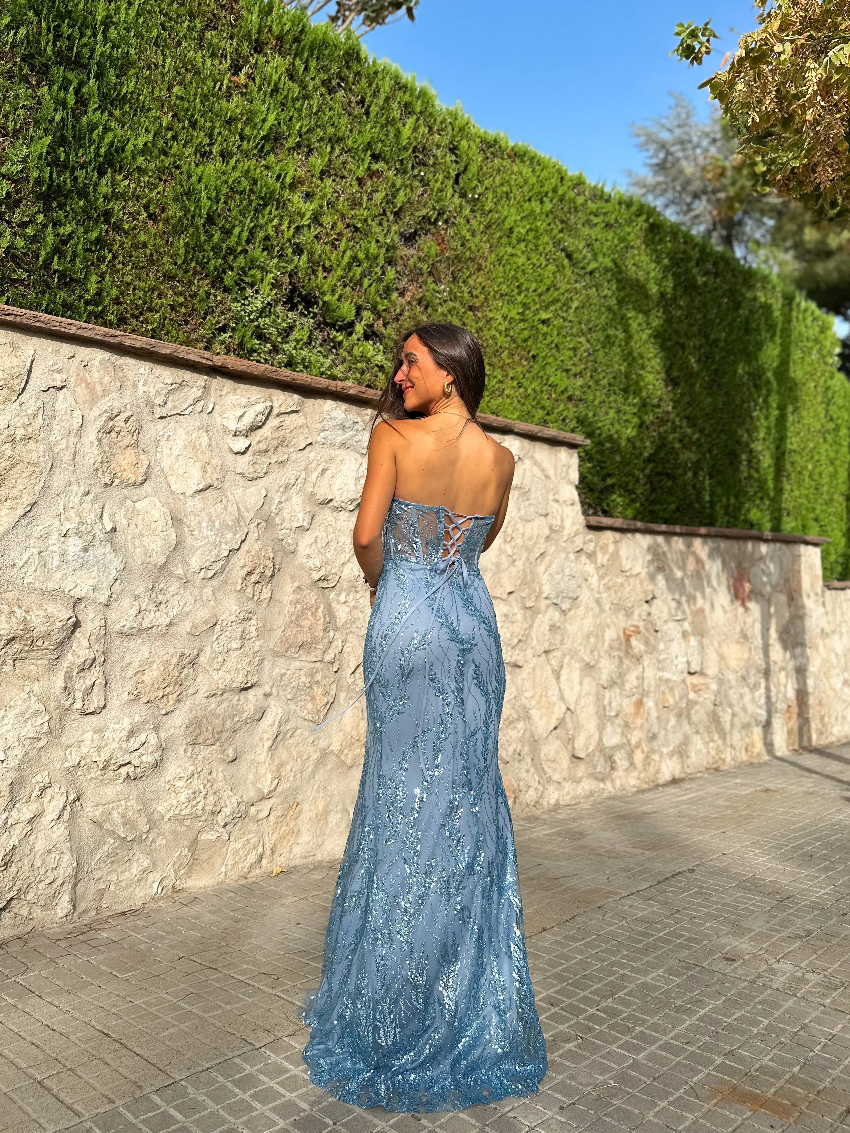 Vestido corse pedreria celeste - Image 2