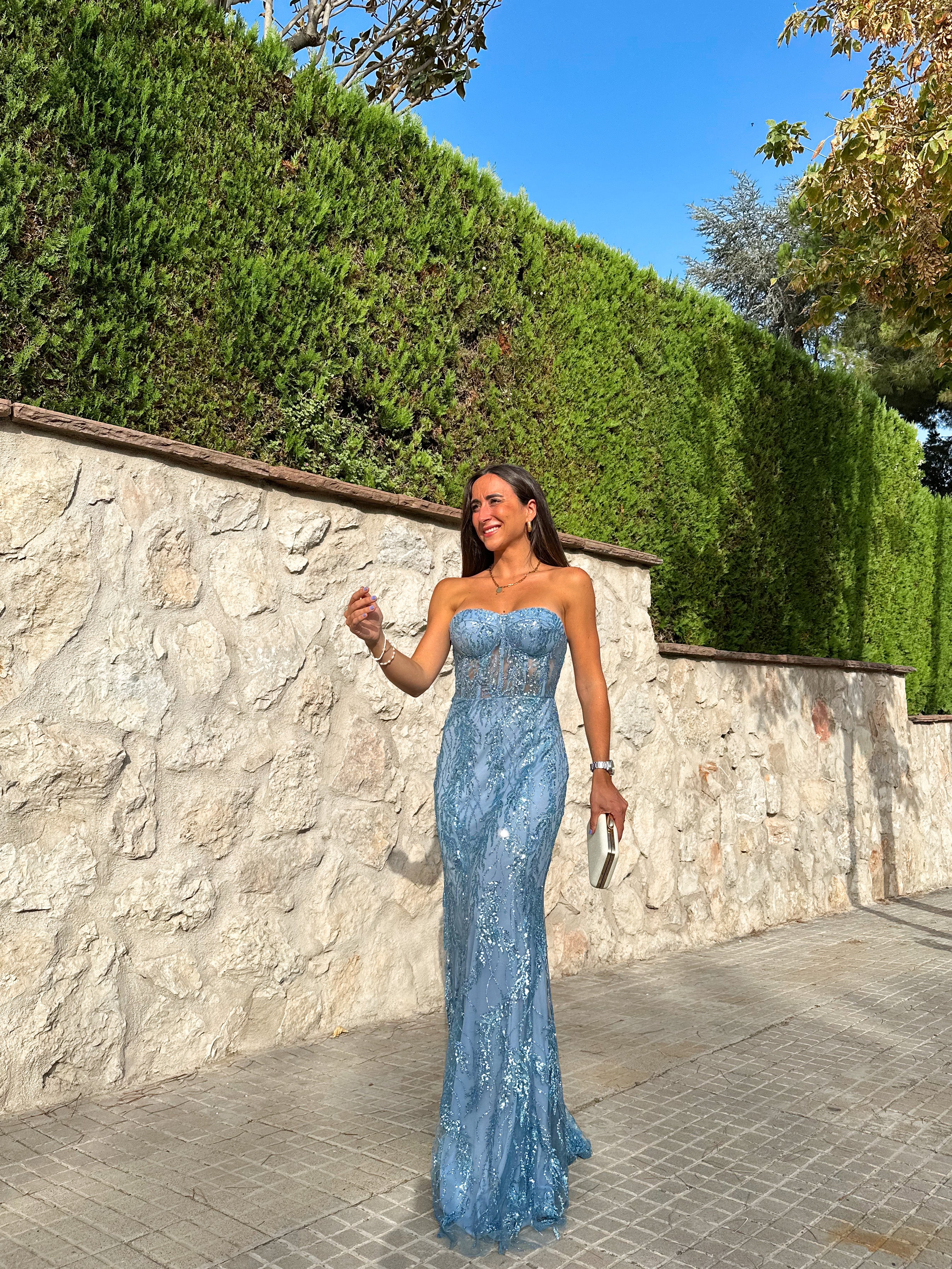 Vestido corse pedreria celeste - Image 3