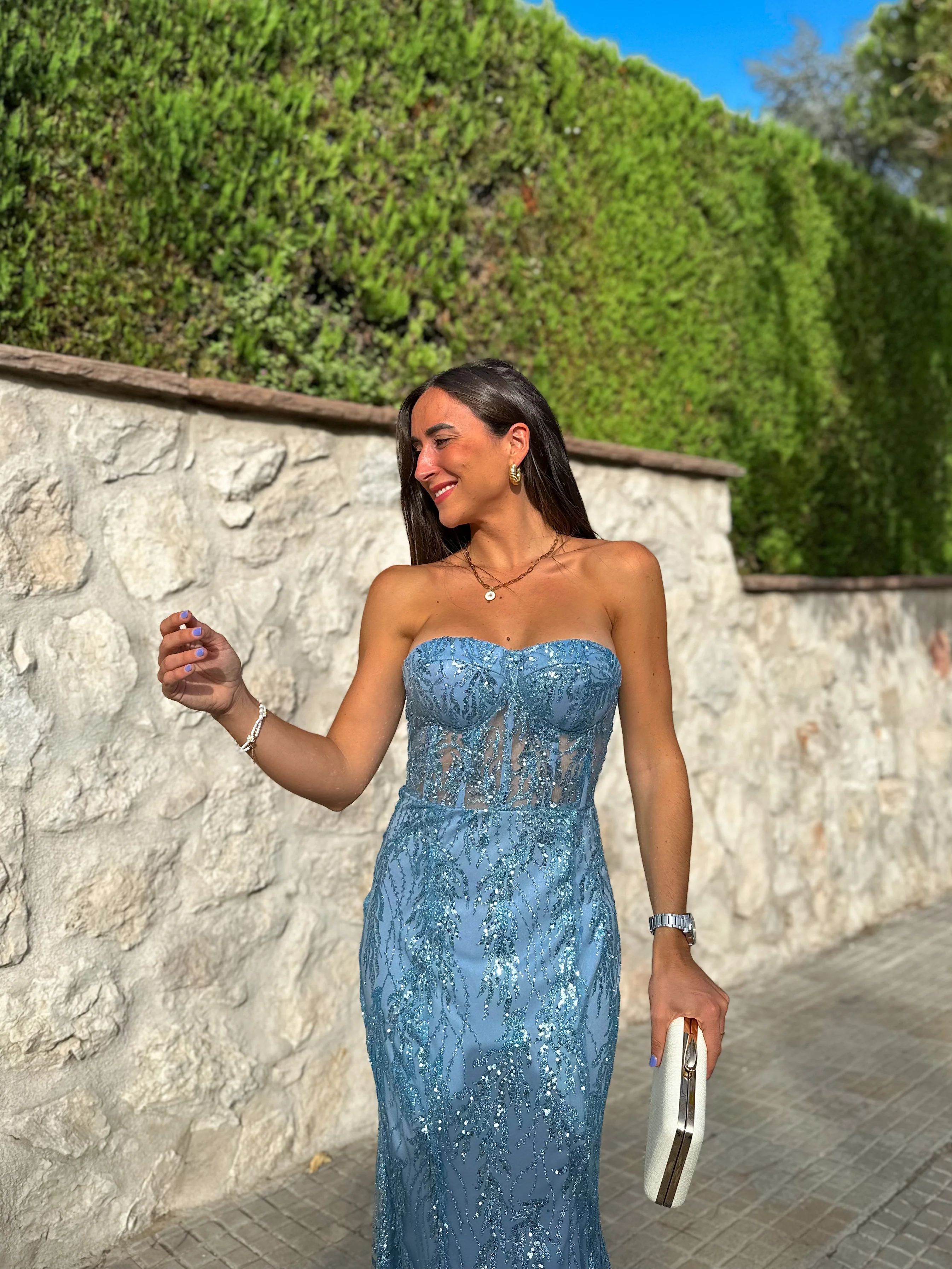 Vestido corse pedreria celeste - Image 6