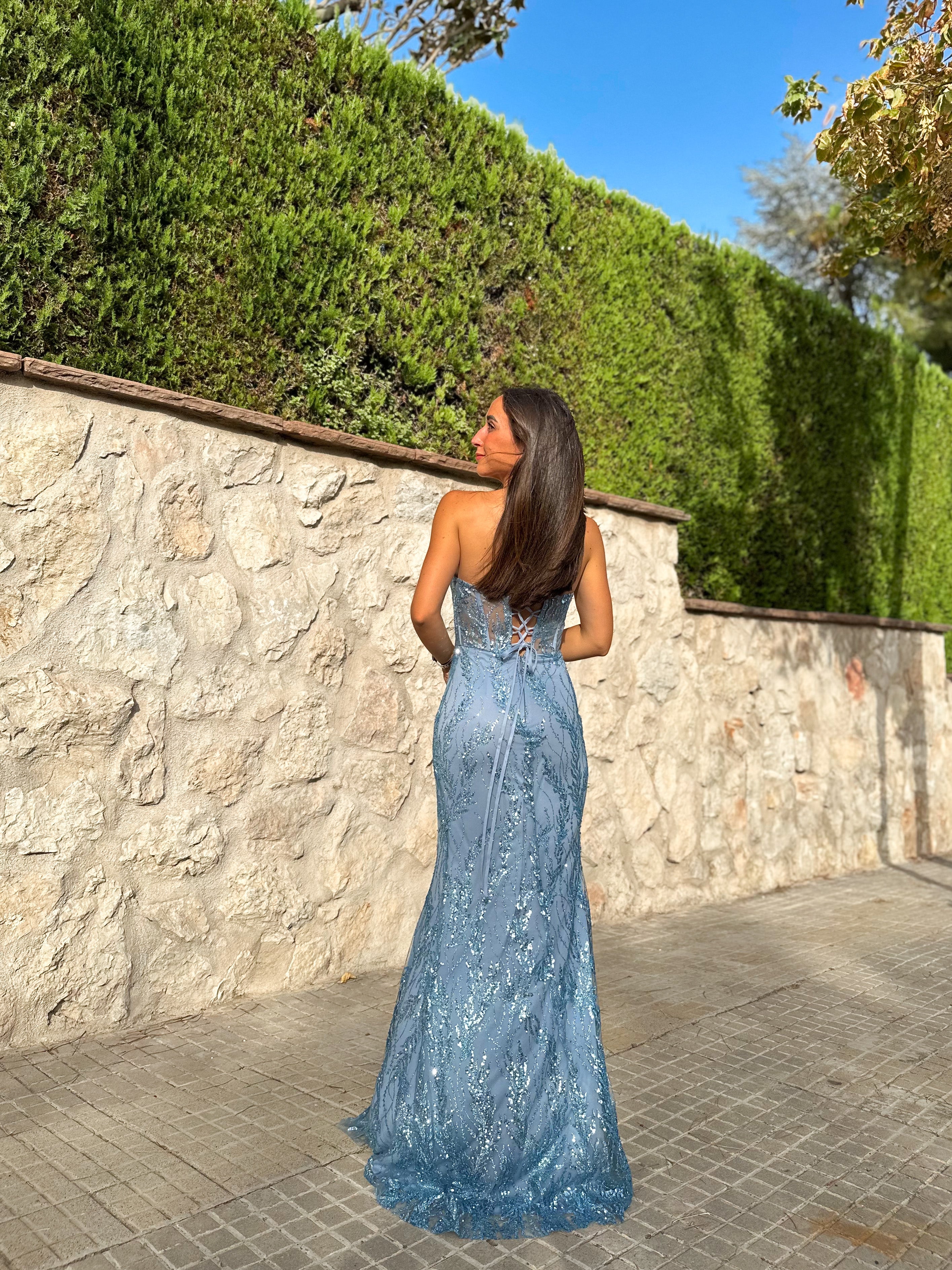 Vestido corse pedreria celeste - Image 8