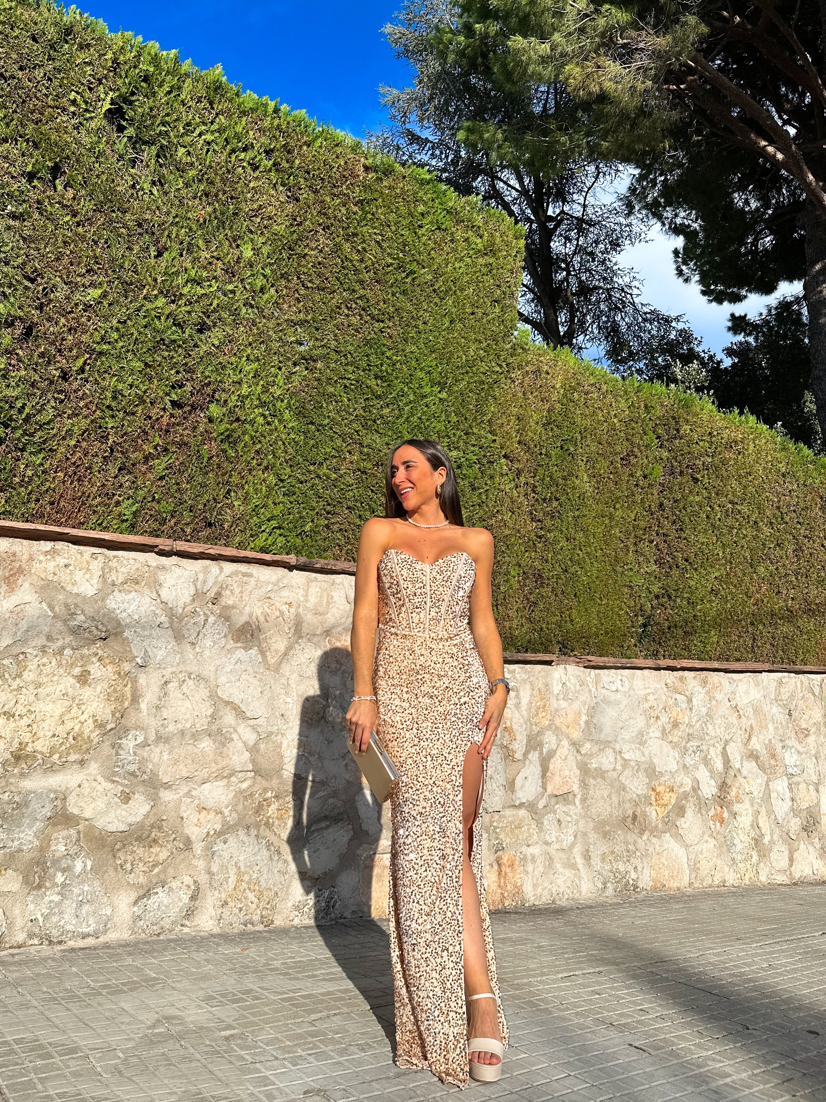 Vestido corse sirena glitter dorado - Image 6