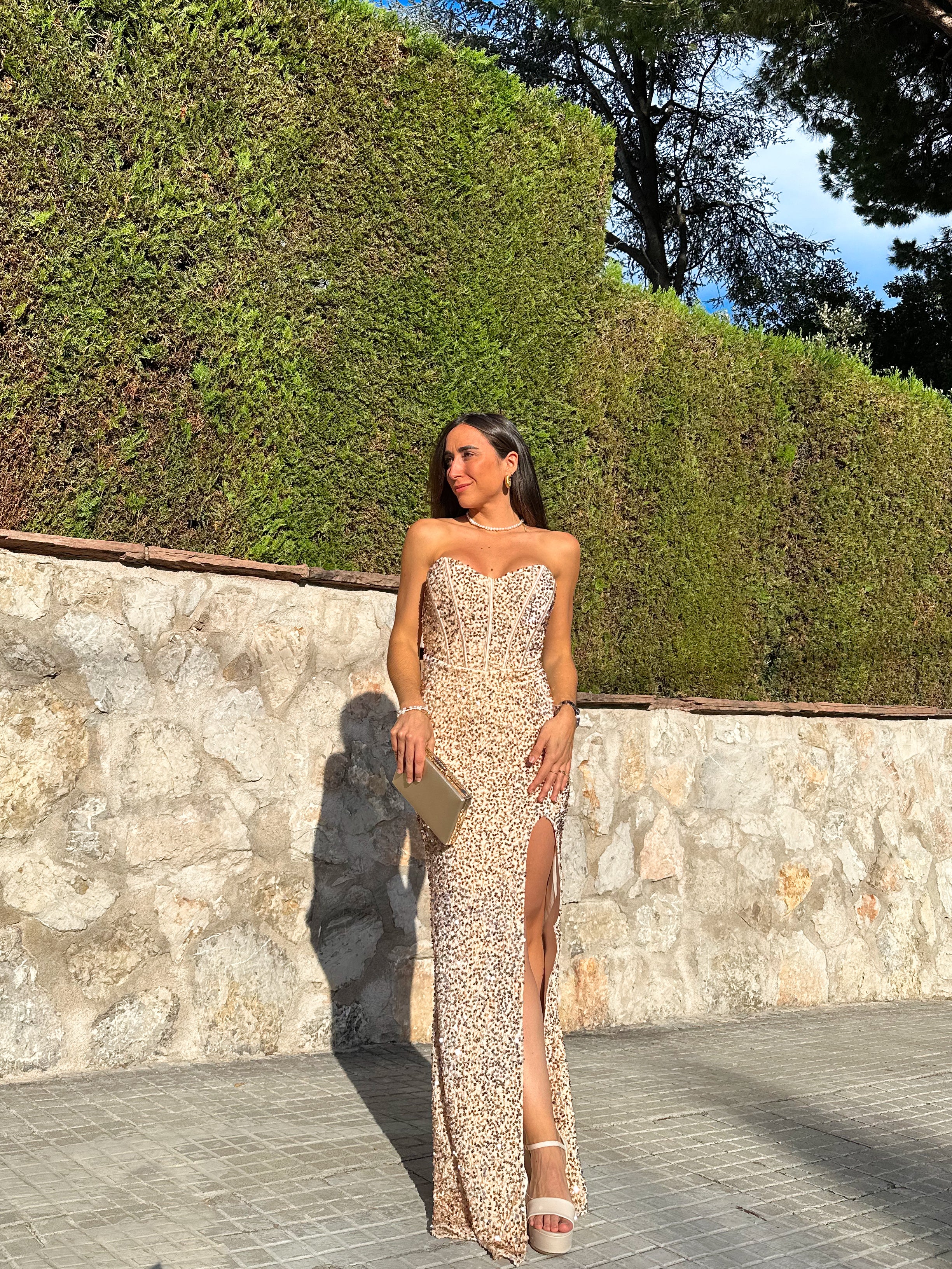 Vestido corse sirena glitter dorado - Image 8