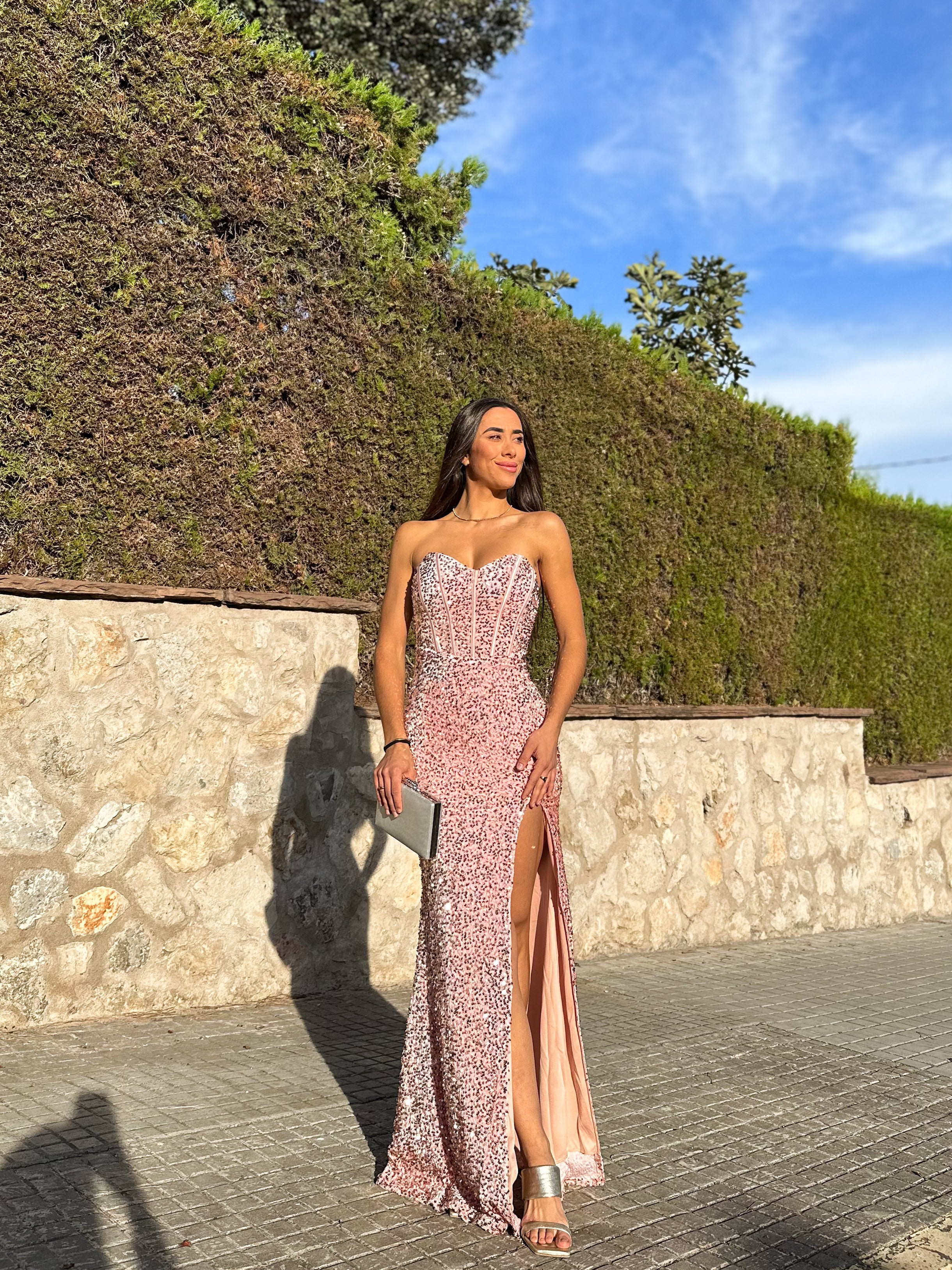 Vestido corse sirena glitter rosa - Image 6