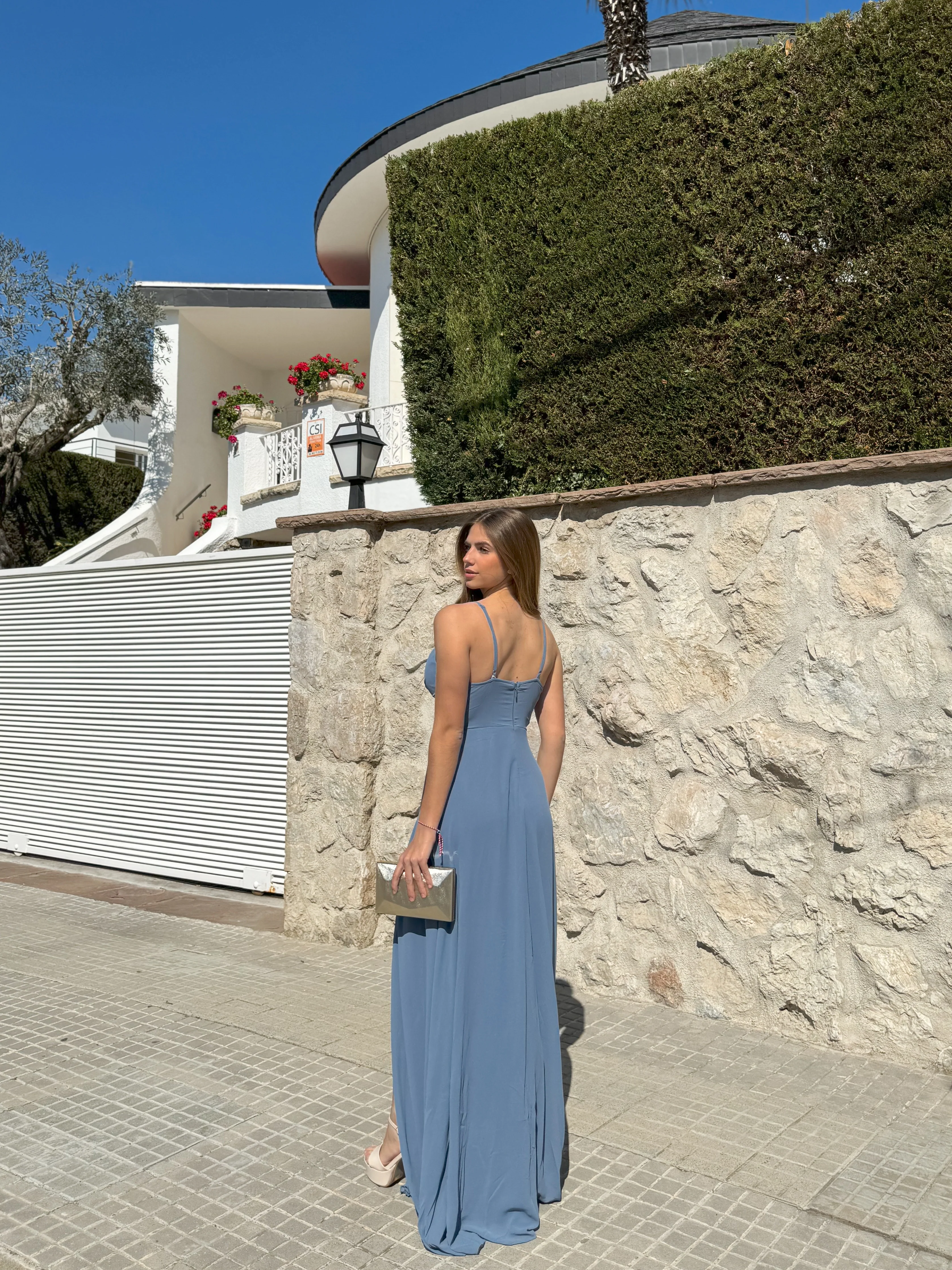 Vestido crepe pico azul - Image 3