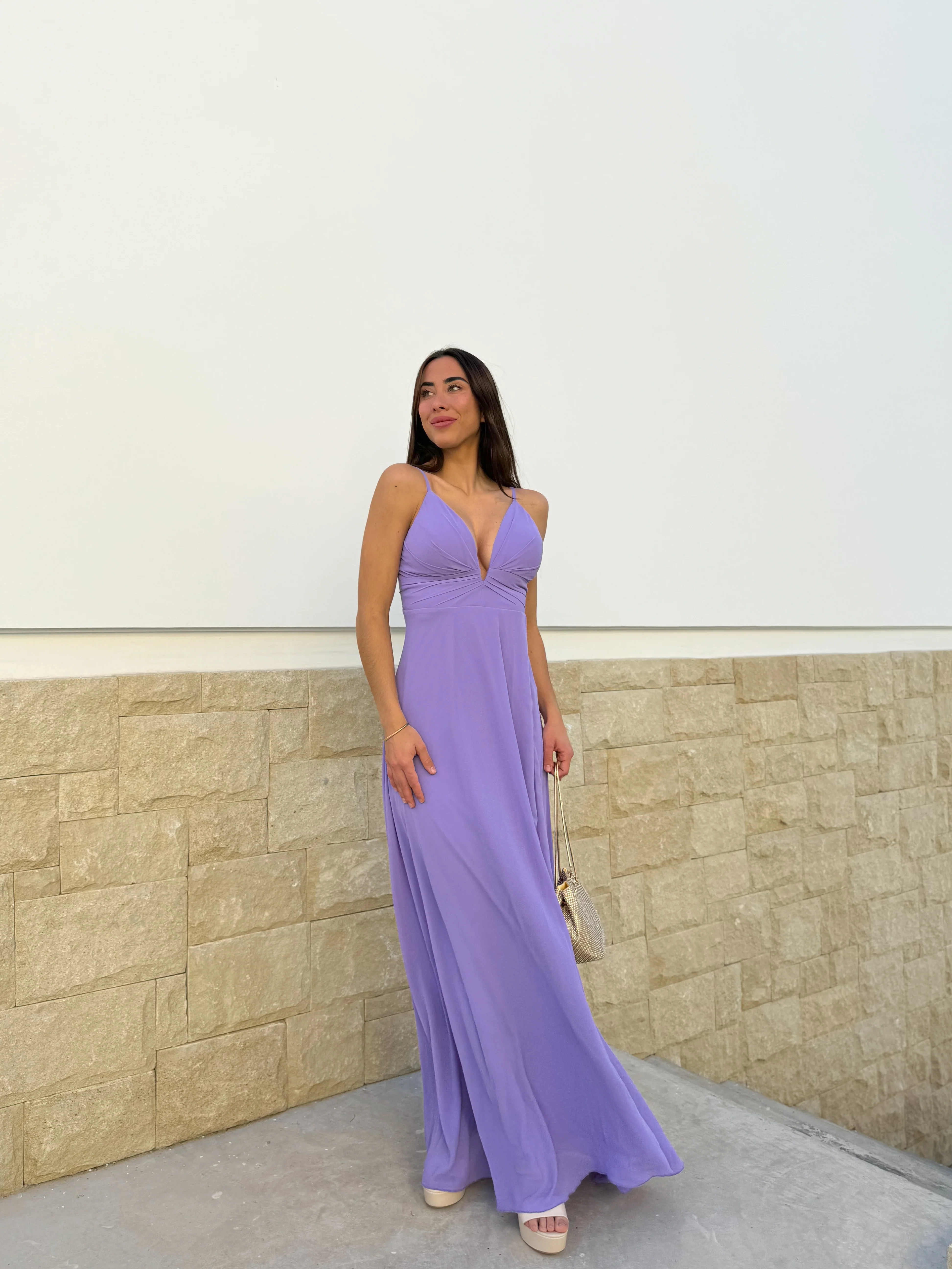 Vestido crepe pico lila - Image 3