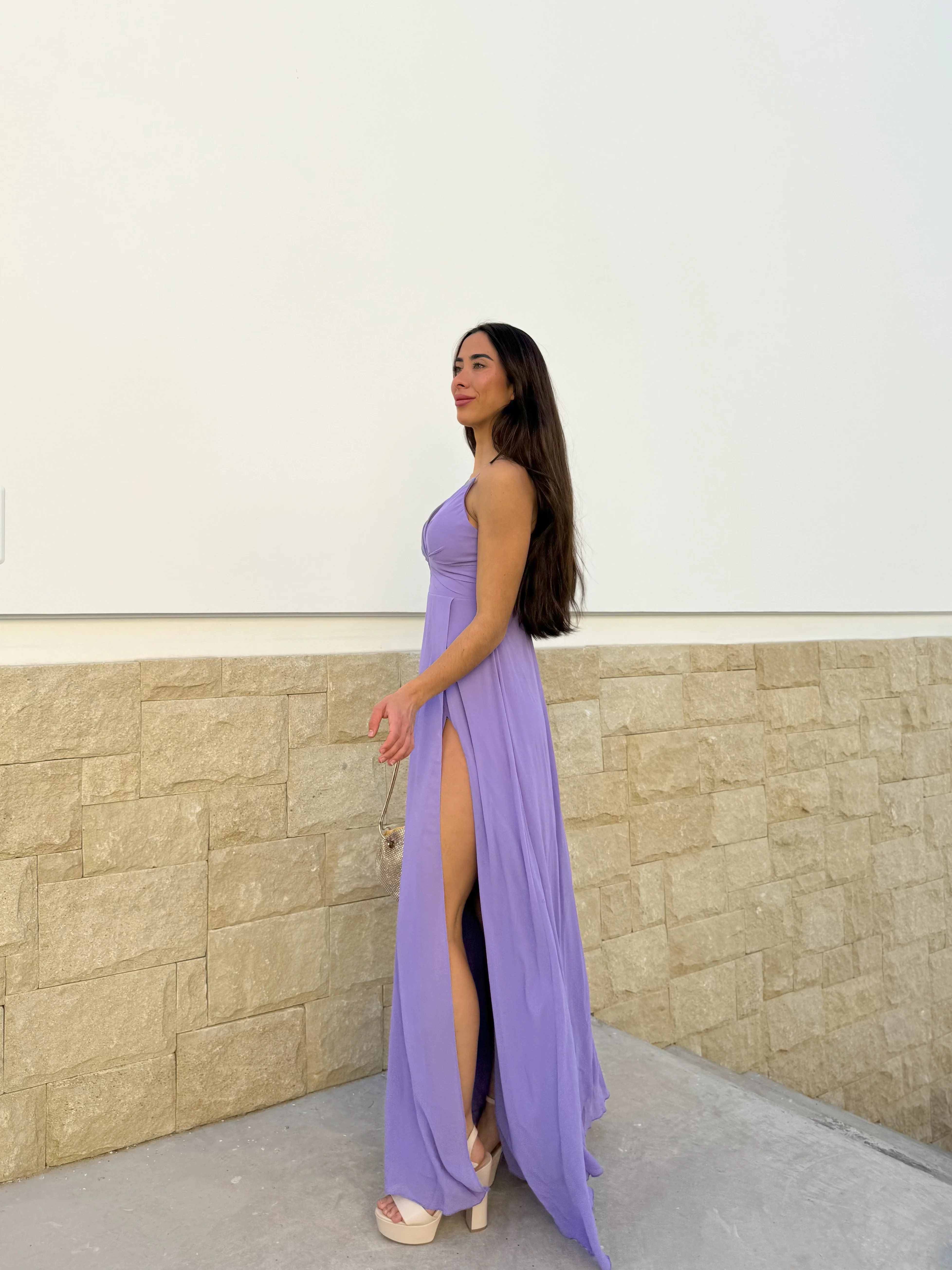Vestido crepe pico lila - Image 4