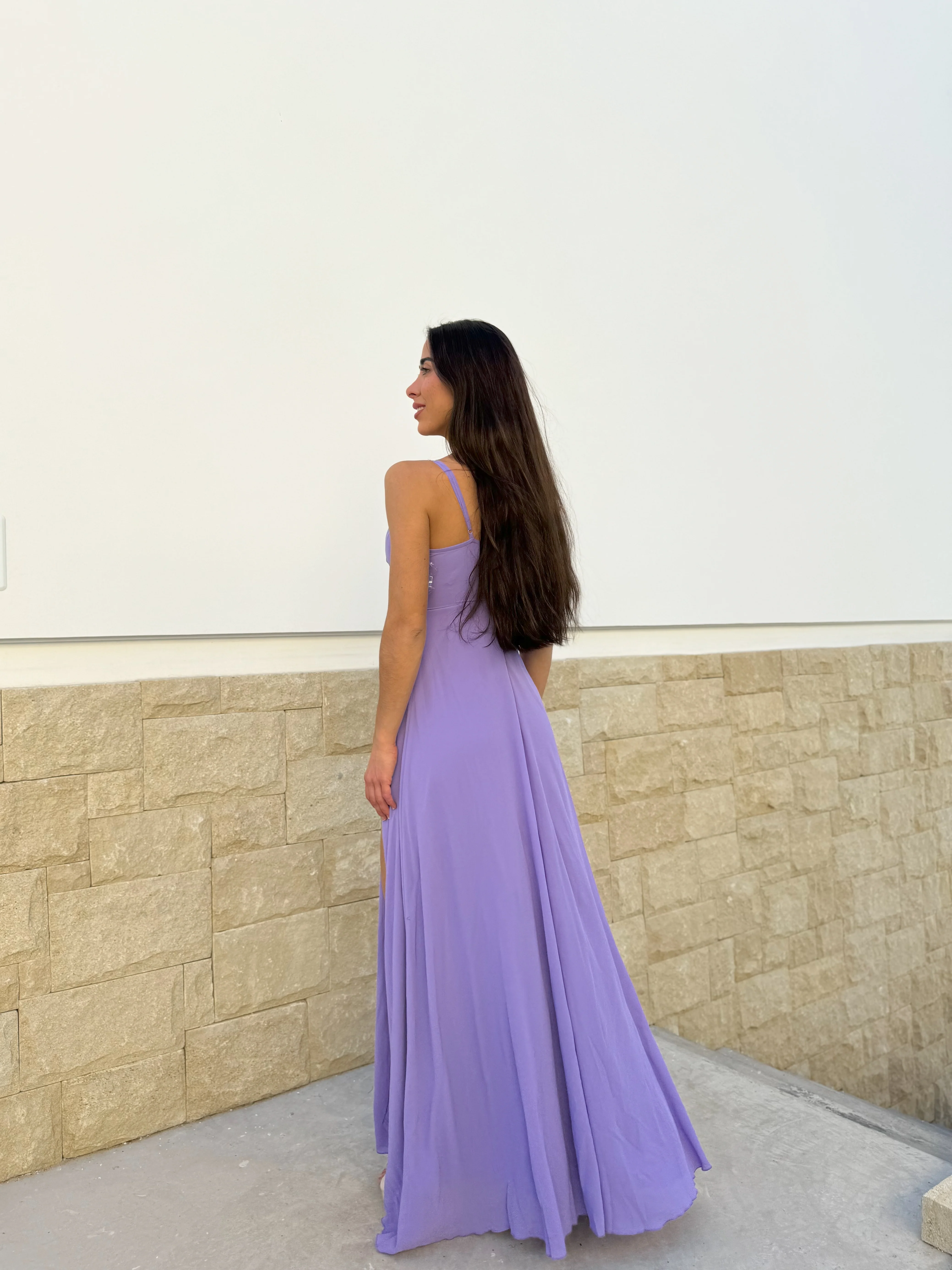 Vestido crepe pico lila - Image 5