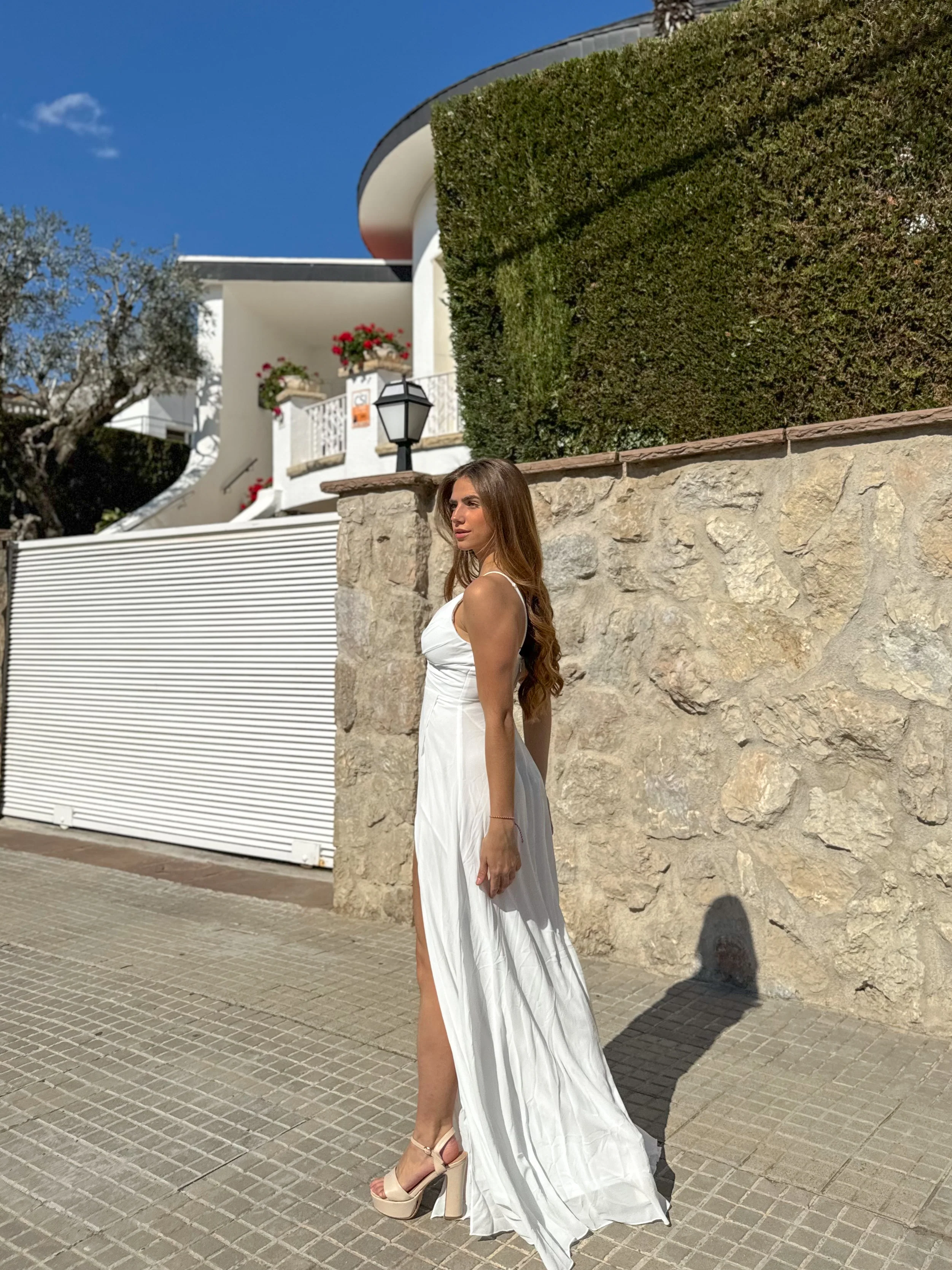 Vestido crepe pico blanco - Image 5