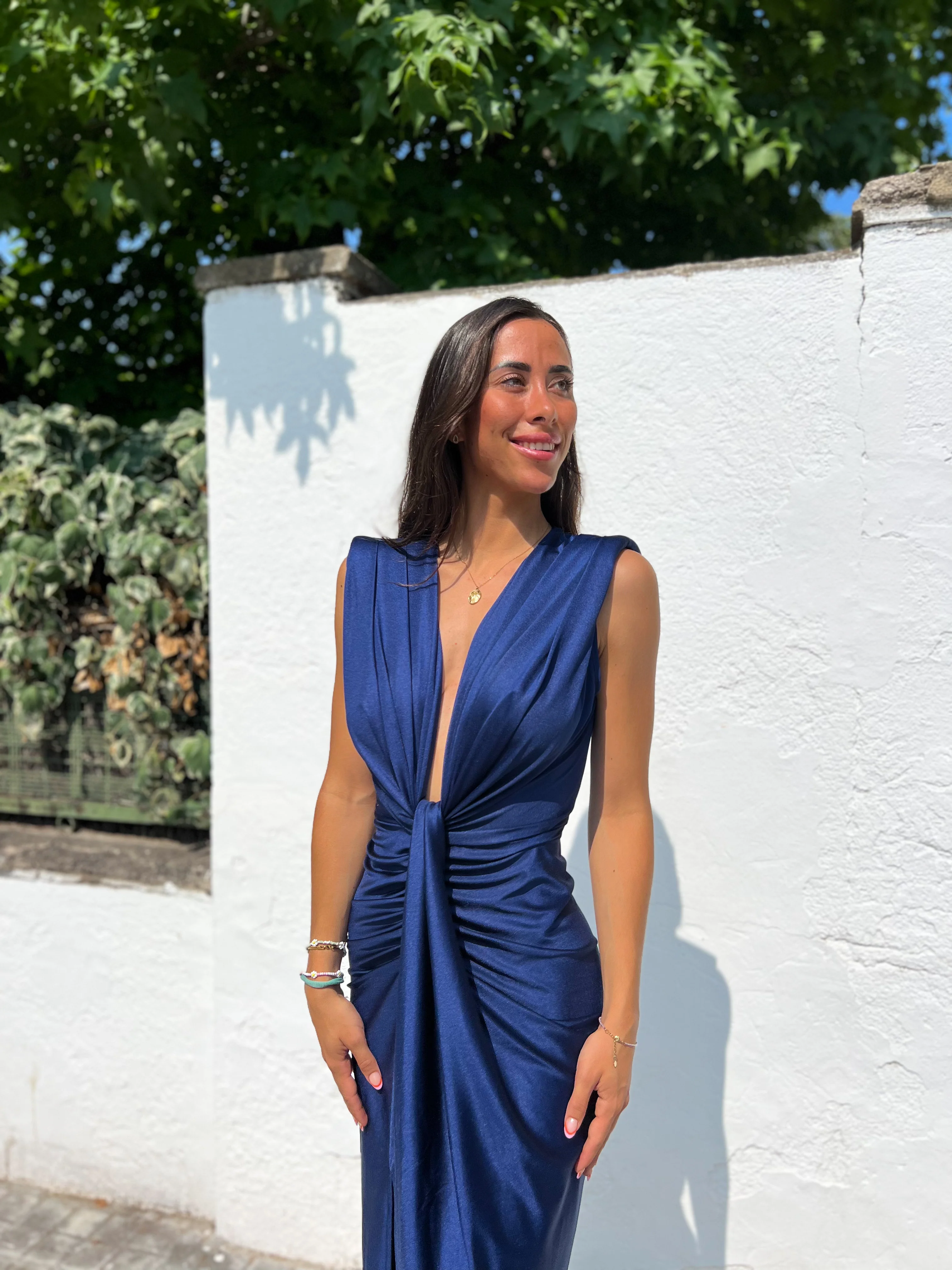 Vestido escote lazo marino - Image 3