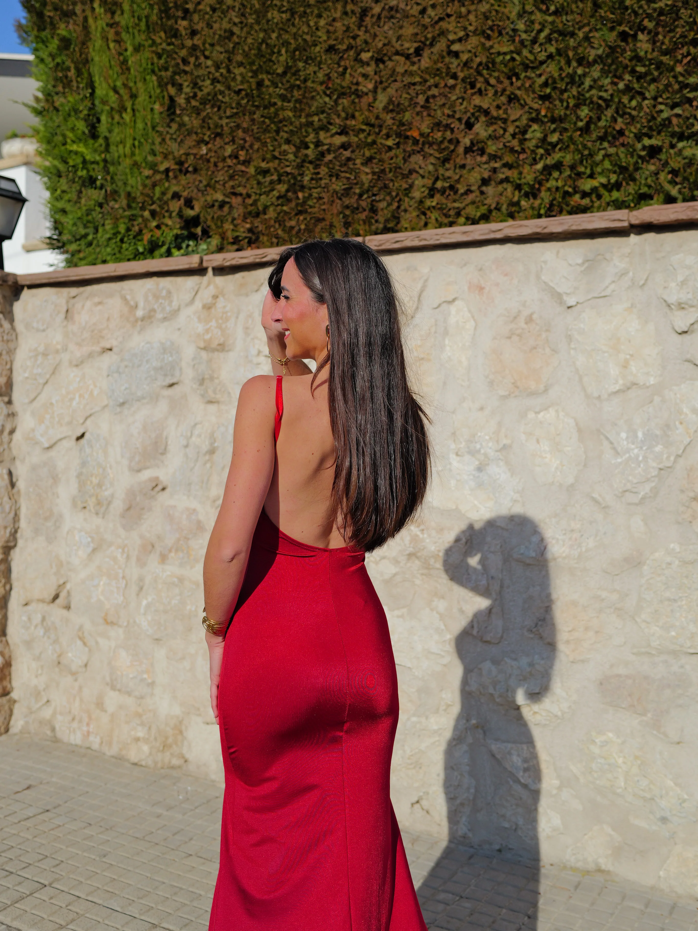 Vestido espalda tirante sirena rojo - Image 4