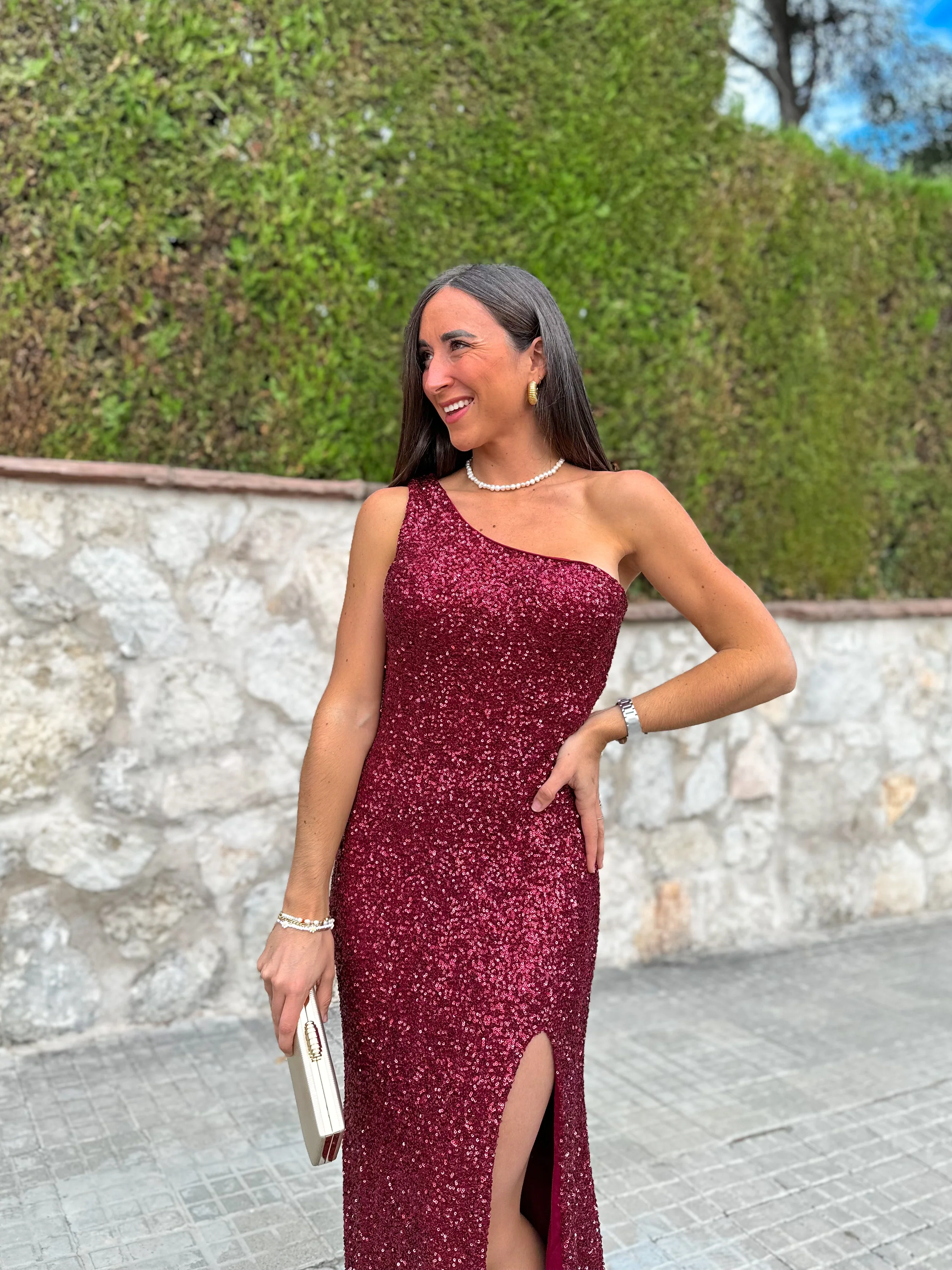 Vestido glitter asim sirena burdeos - Image 6