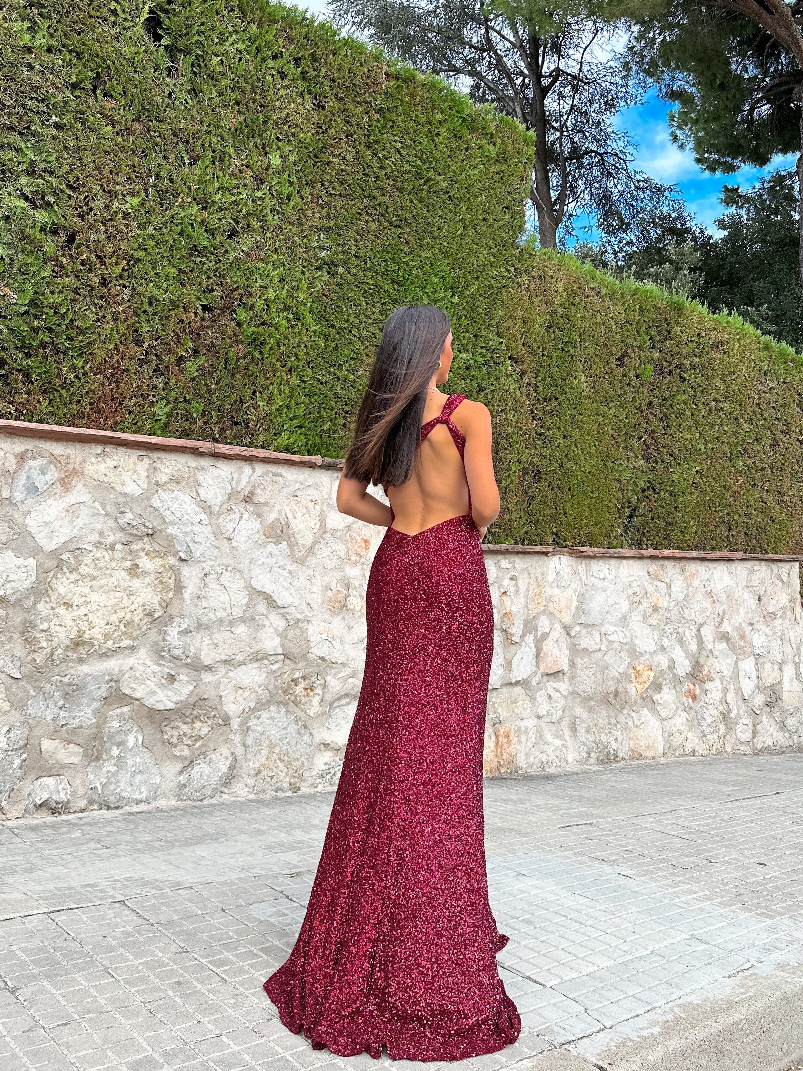 Vestido glitter asim sirena burdeos - Image 7