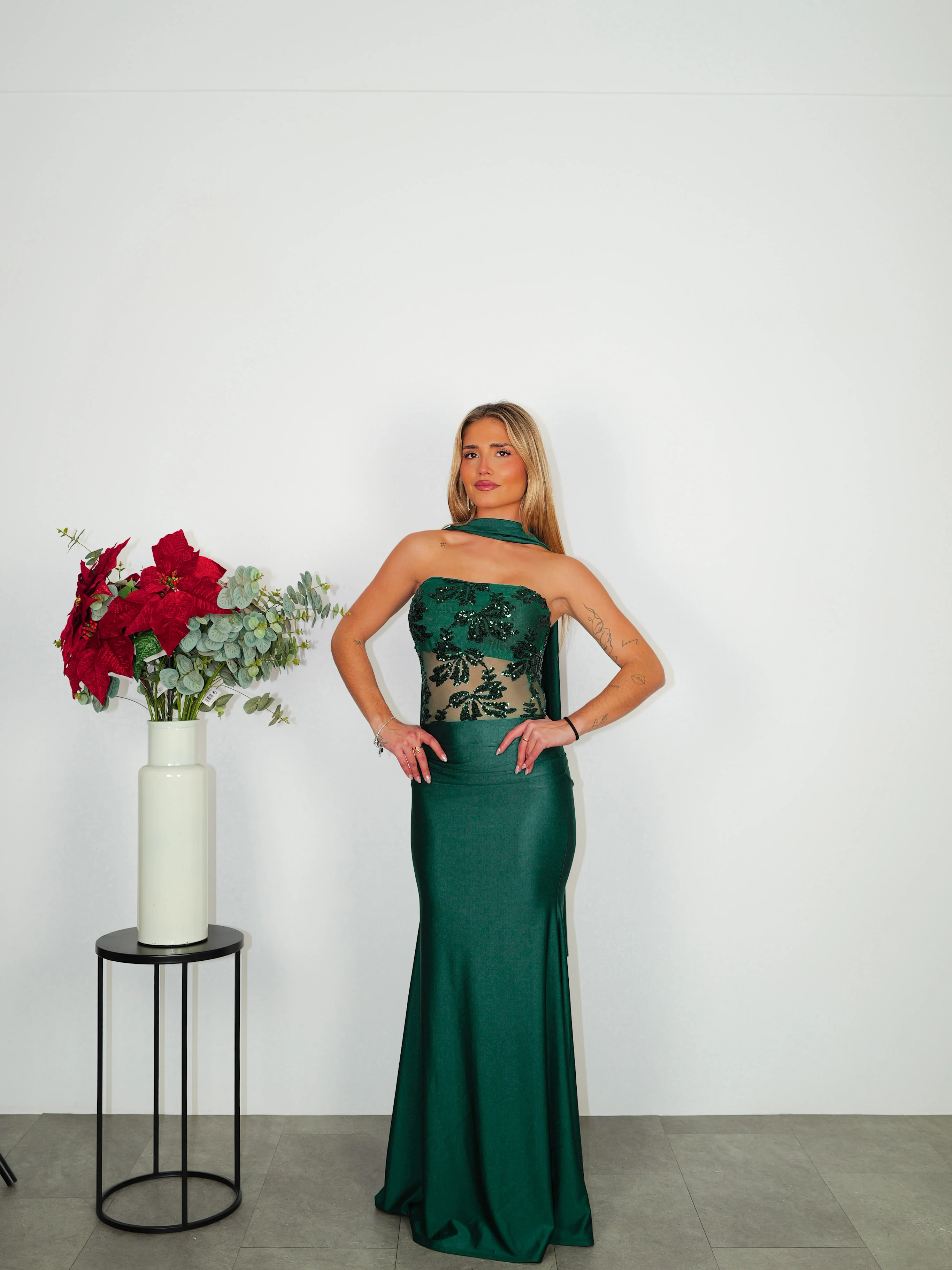 Vestido largo detalles choker palabra botella - Image 3