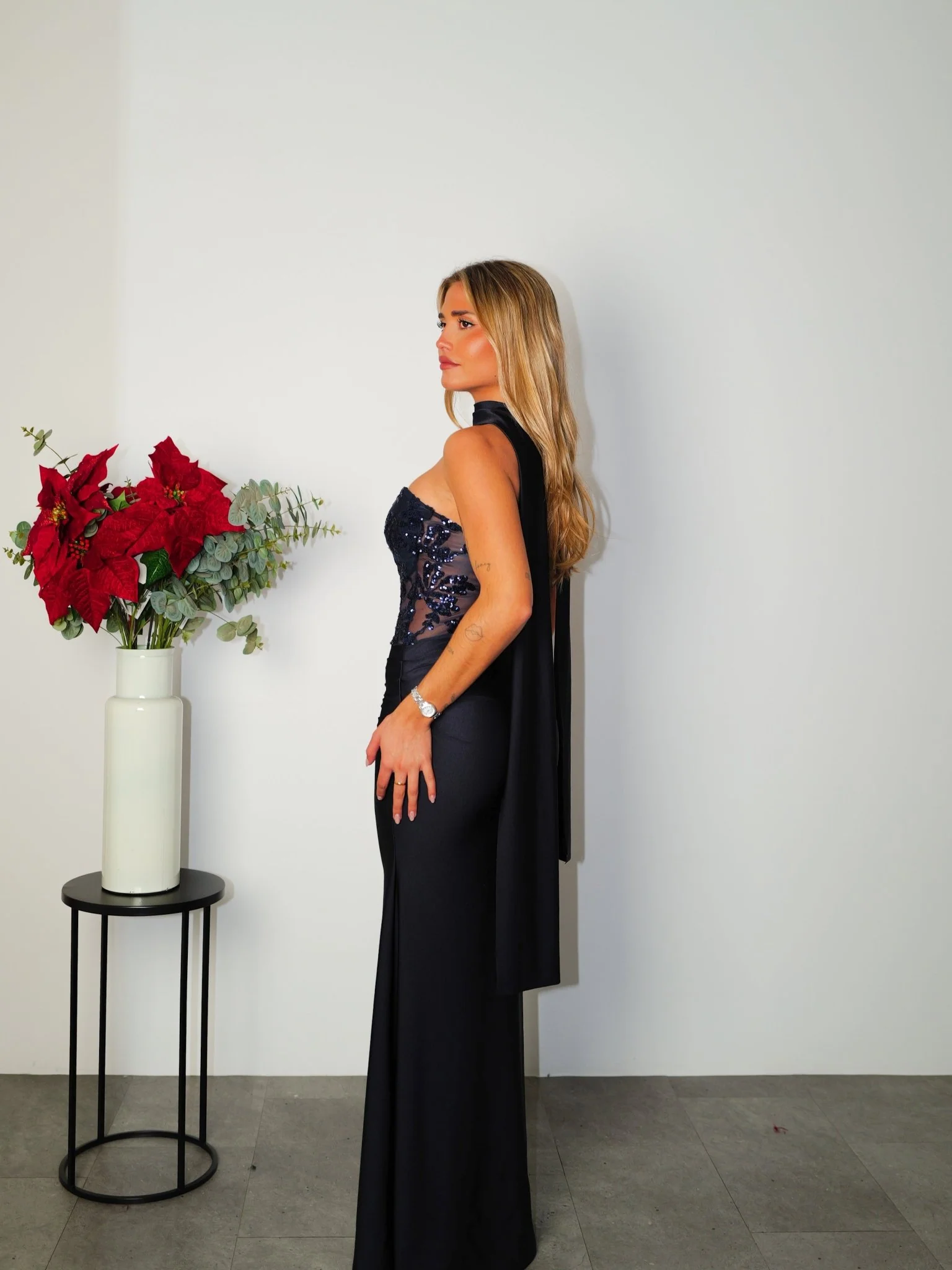 Vestido largo detalles choker palabra marino - Image 6
