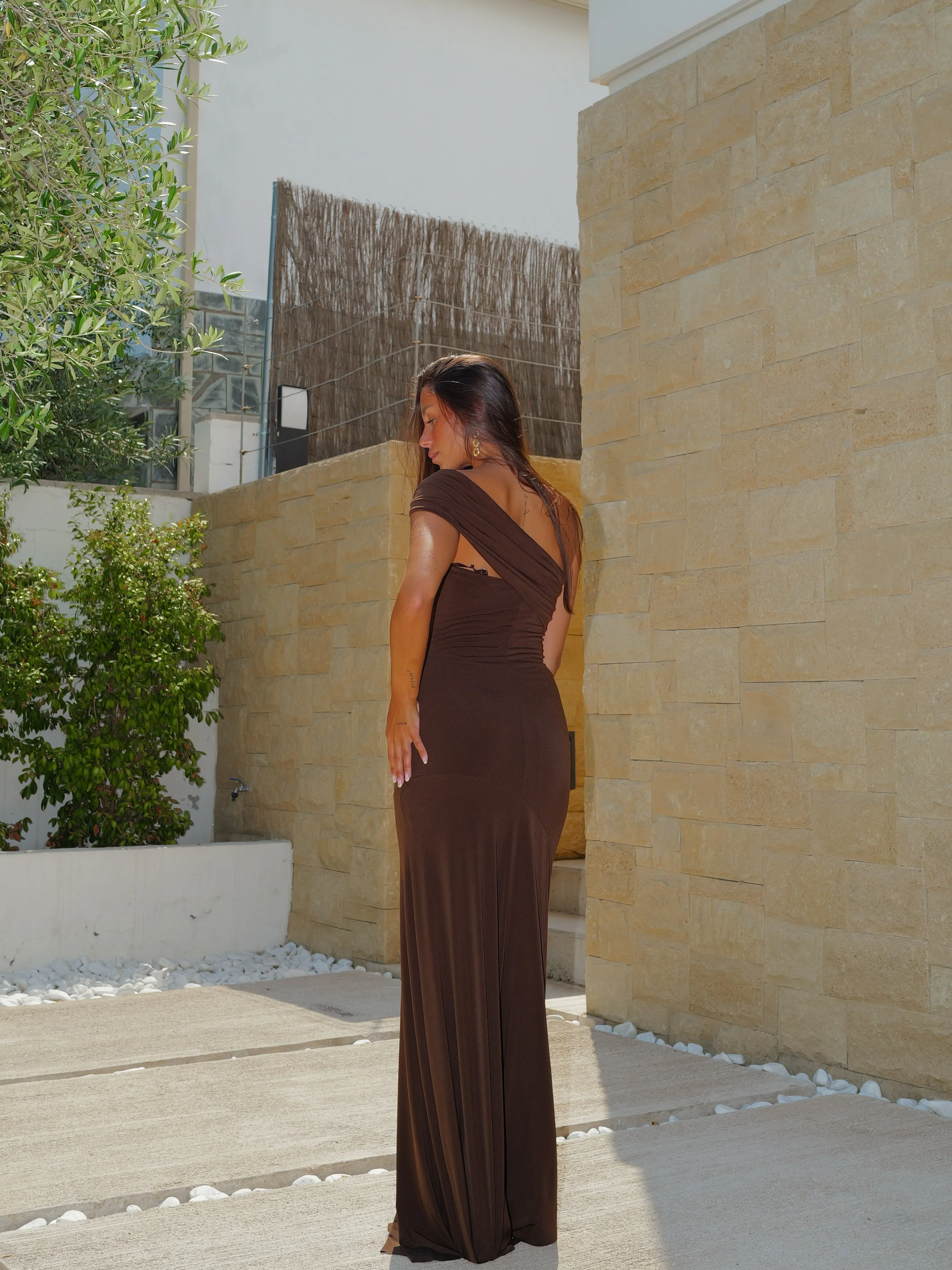 Vestido largo tirante detalle chocolate - Image 3