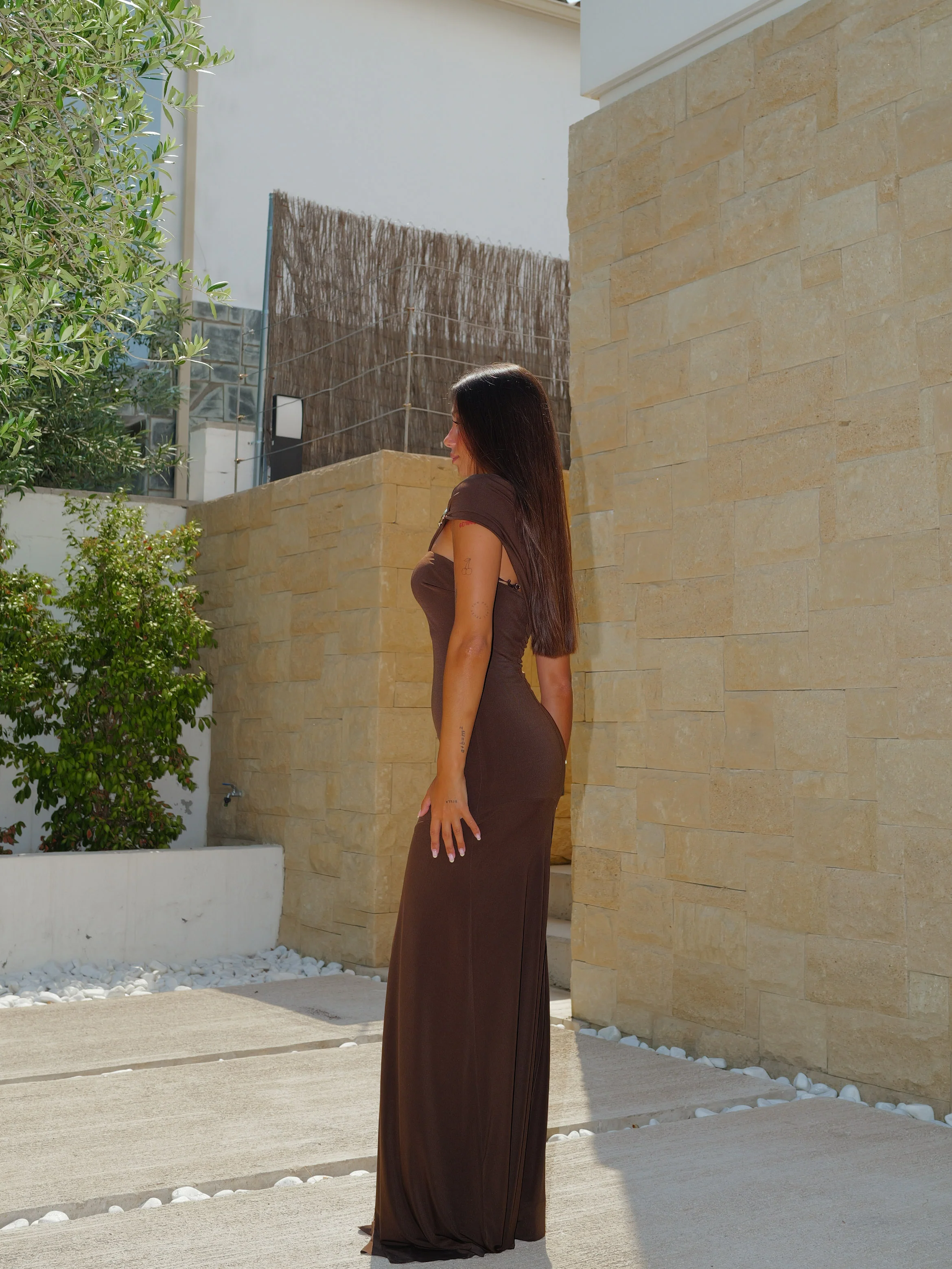 Vestido largo tirante detalle chocolate - Image 6