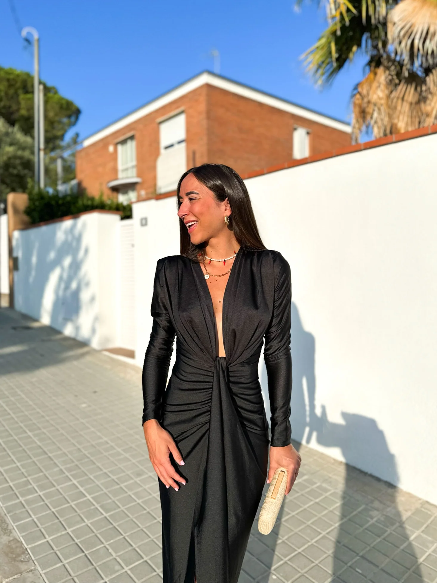 Vestido manga nudo negro - Image 6