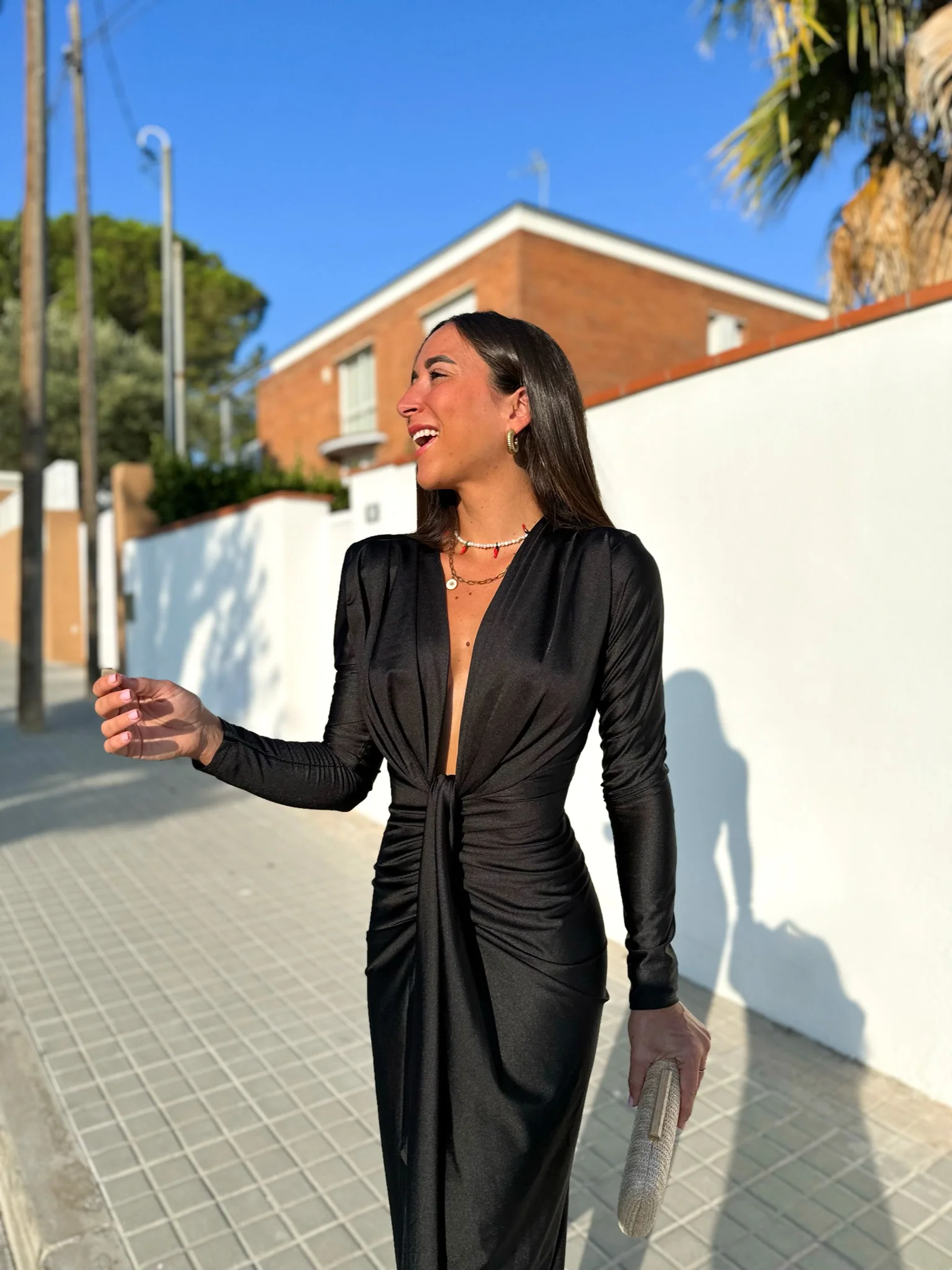 Vestido manga nudo negro - Image 7